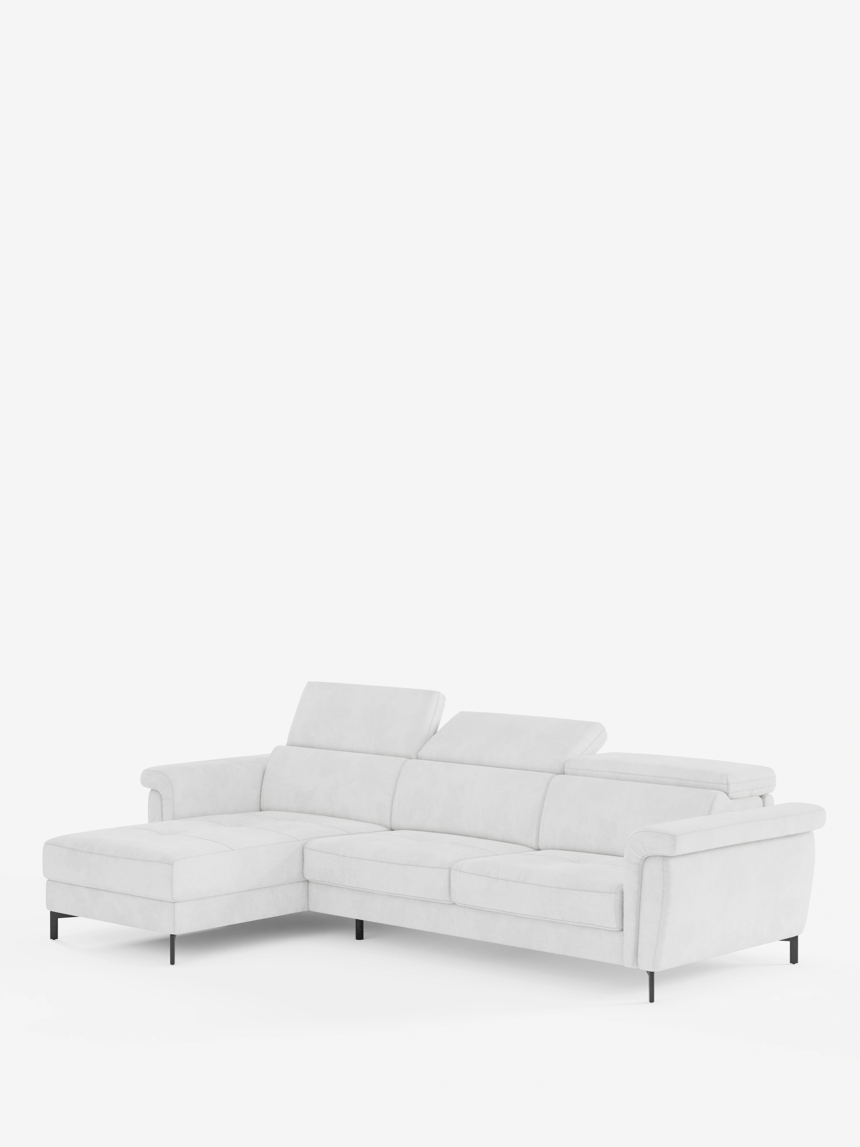 Capri Divano letto angolare con penisola contenitore e poggiatesta reclinabili - elegante tessuto smacchiabile T30