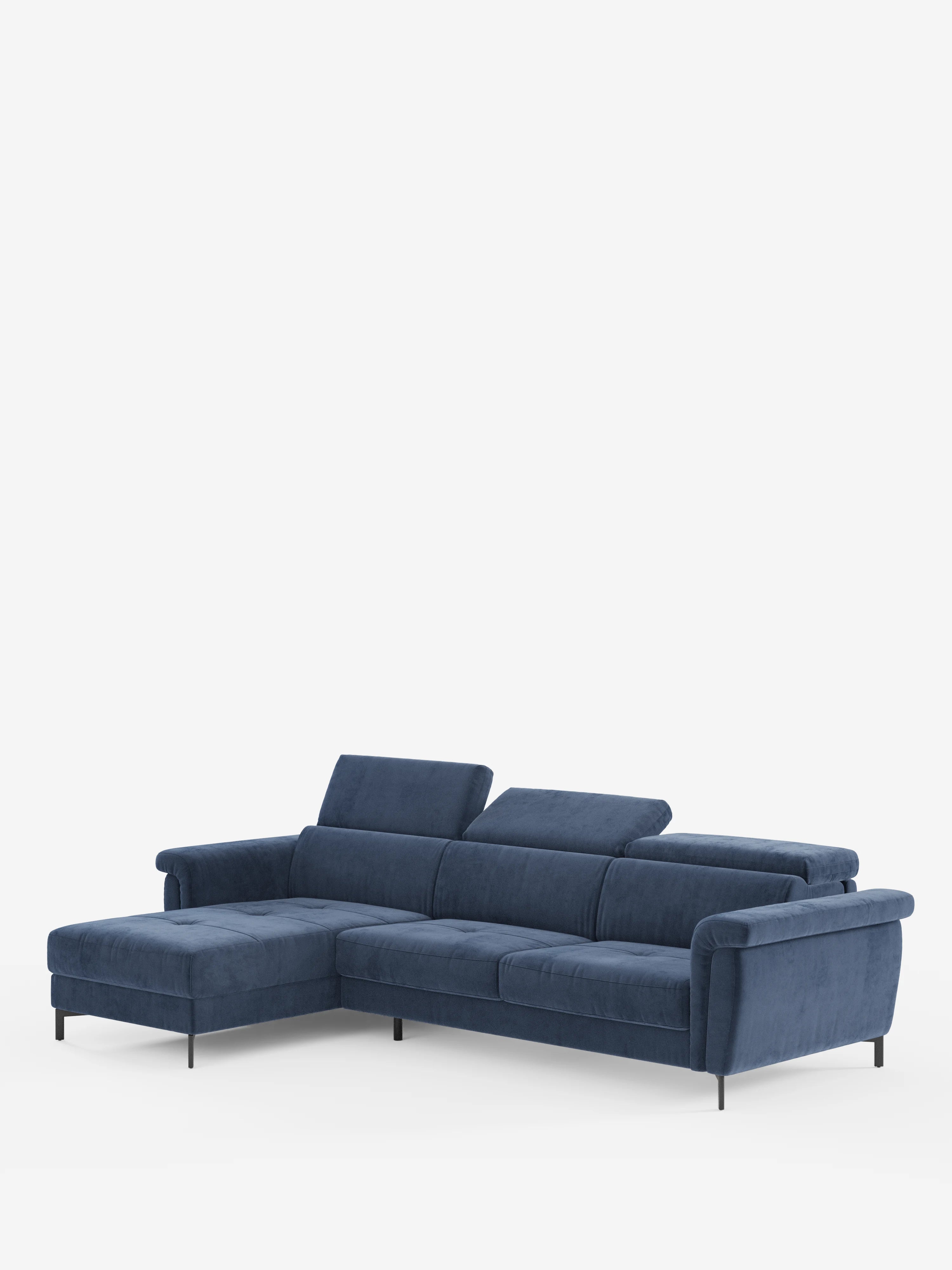 Capri Divano letto angolare con penisola contenitore e poggiatesta reclinabili - elegante tessuto smacchiabile T30