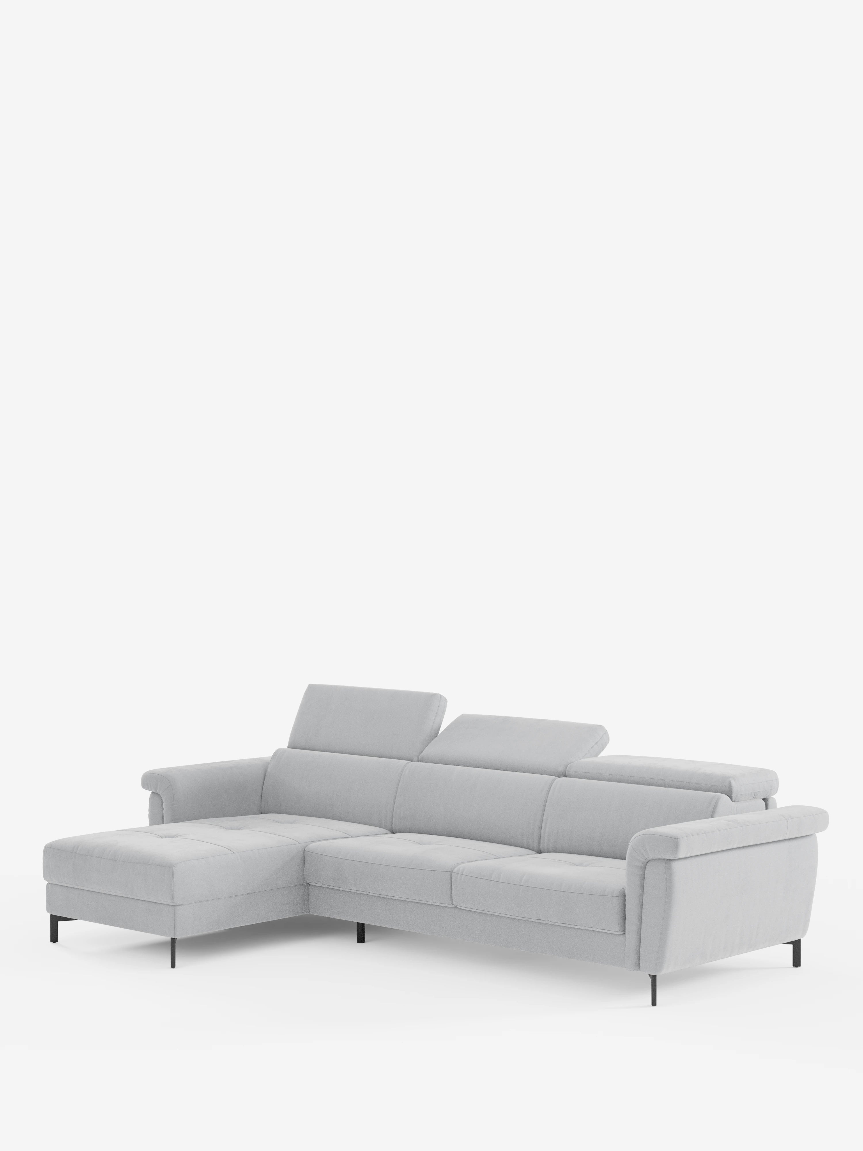 Capri Divano letto angolare con penisola contenitore e poggiatesta reclinabili - elegante tessuto smacchiabile T30