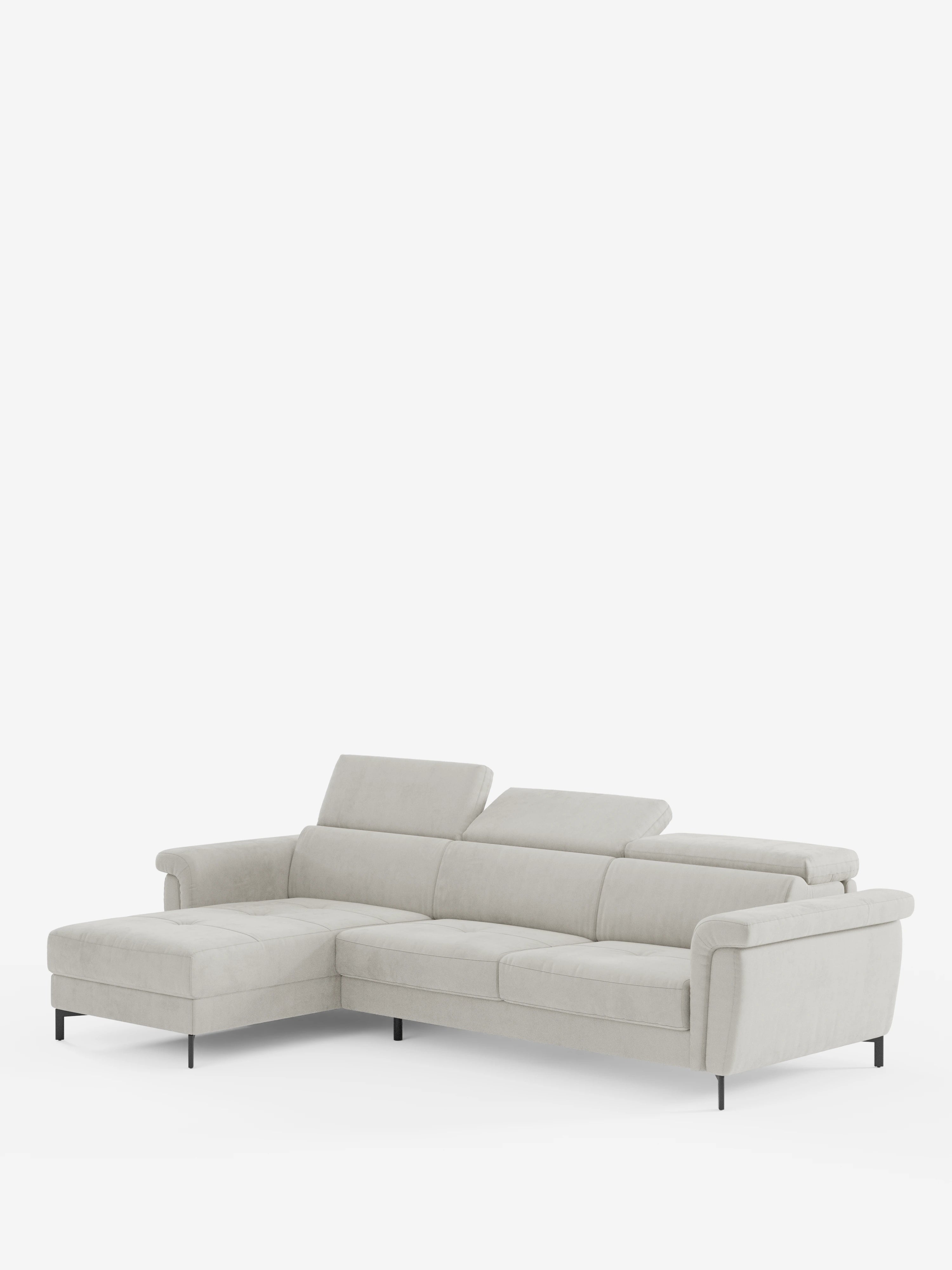 Capri Divano letto angolare con penisola contenitore e poggiatesta reclinabili - elegante tessuto smacchiabile T30