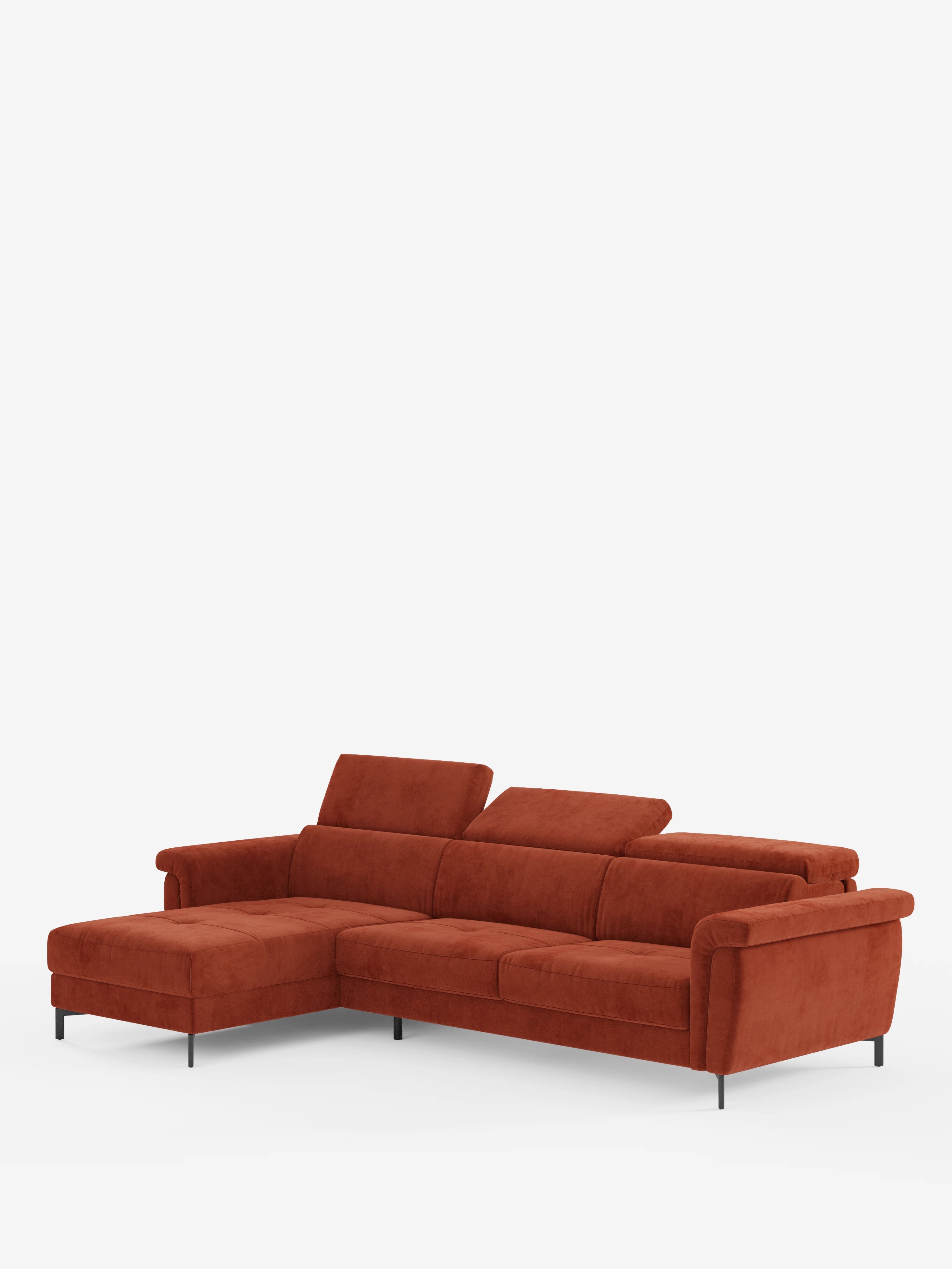 Capri Divano letto angolare con penisola contenitore e poggiatesta reclinabili - elegante tessuto smacchiabile T30