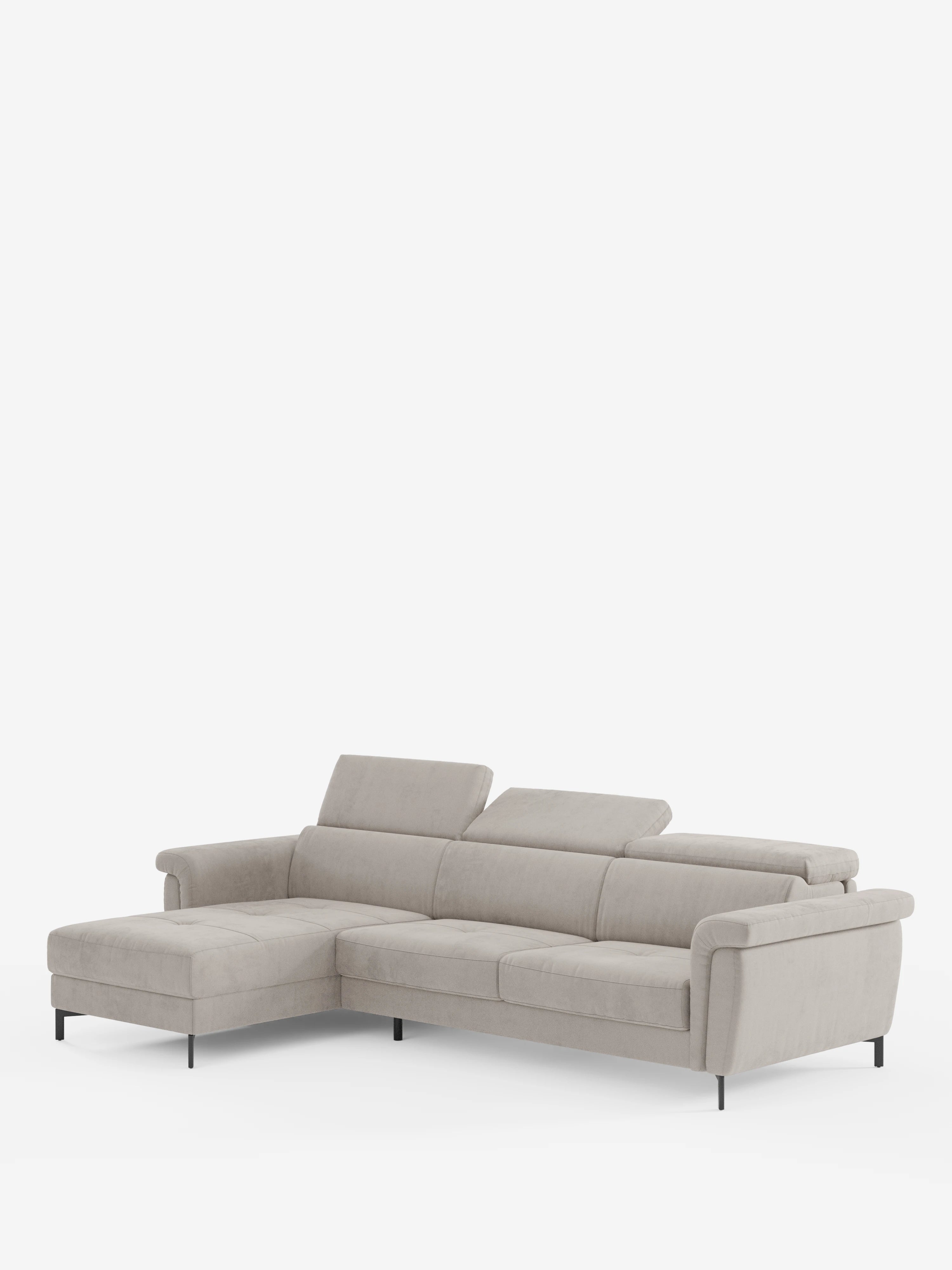 Capri Divano letto angolare con penisola contenitore e poggiatesta reclinabili - elegante tessuto smacchiabile T30