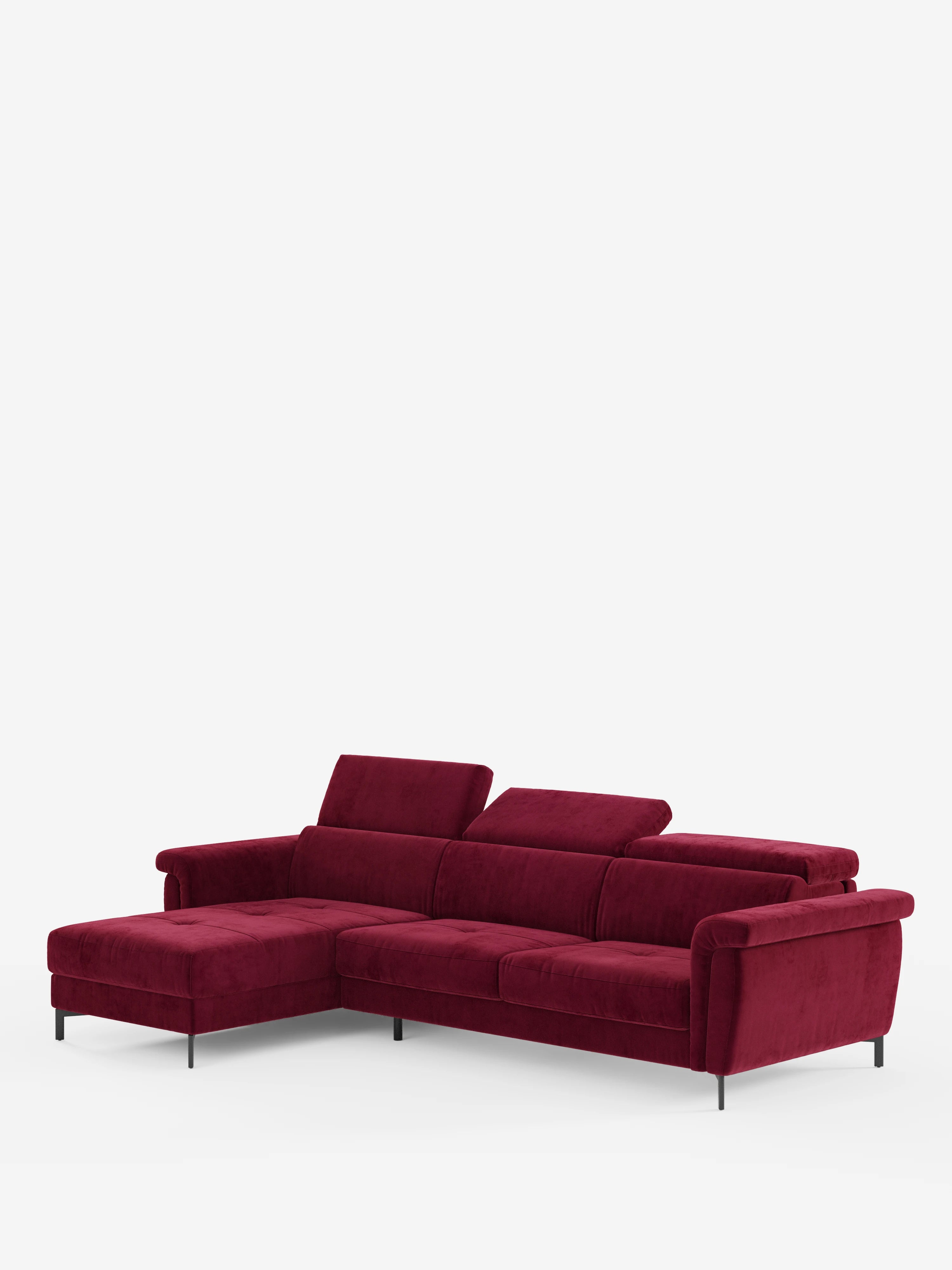 Capri Divano letto angolare con penisola contenitore e poggiatesta reclinabili - elegante tessuto smacchiabile T30