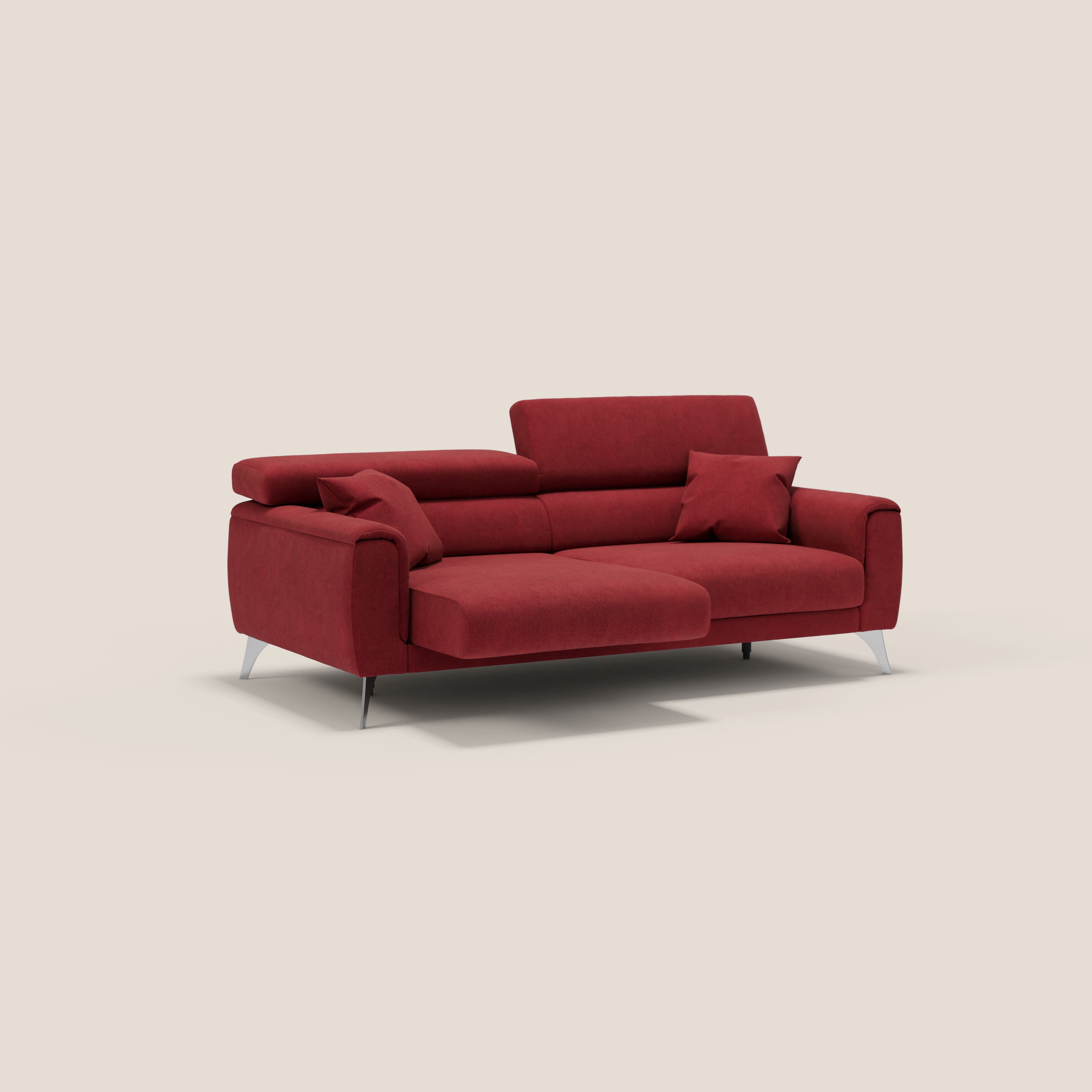 Caravaggio divano con sedute allungabili e poggiatesta reclinabili in tessuto impermeabile T02 rosso - divani.store
