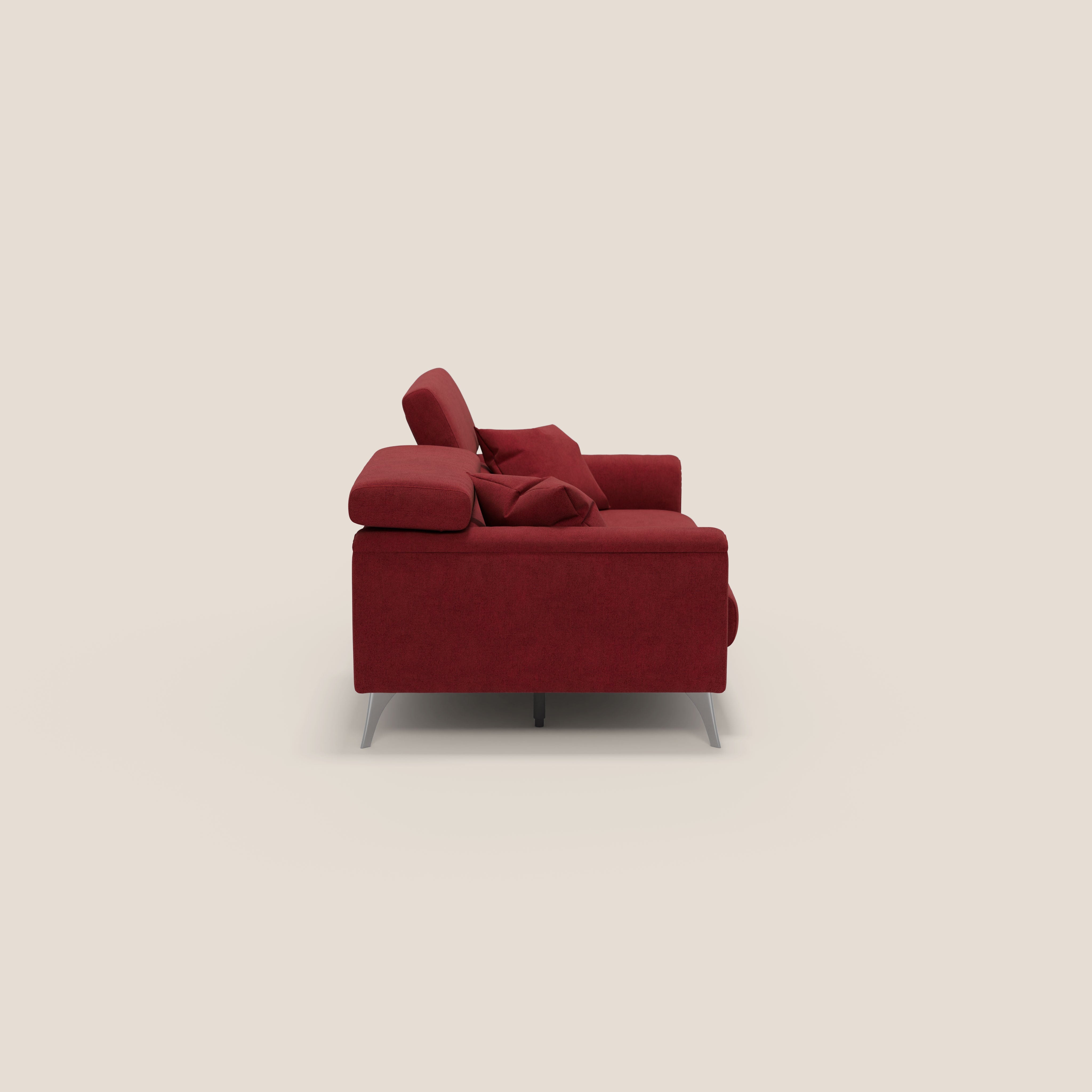 Caravaggio divano con sedute allungabili e poggiatesta reclinabili in tessuto impermeabile T02 rosso - divani.store
