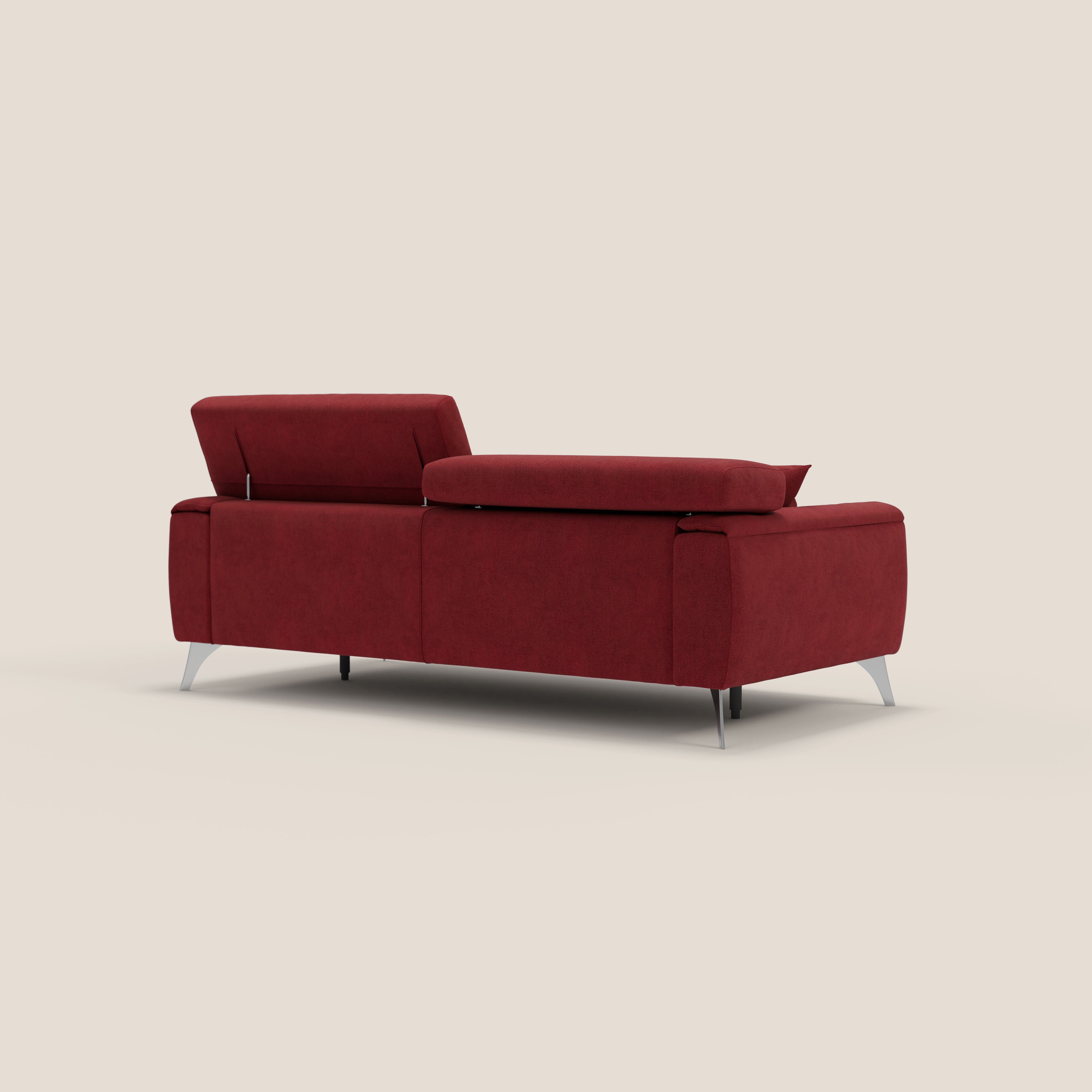 Caravaggio divano con sedute allungabili e poggiatesta reclinabili in tessuto impermeabile T02 rosso - divani.store
