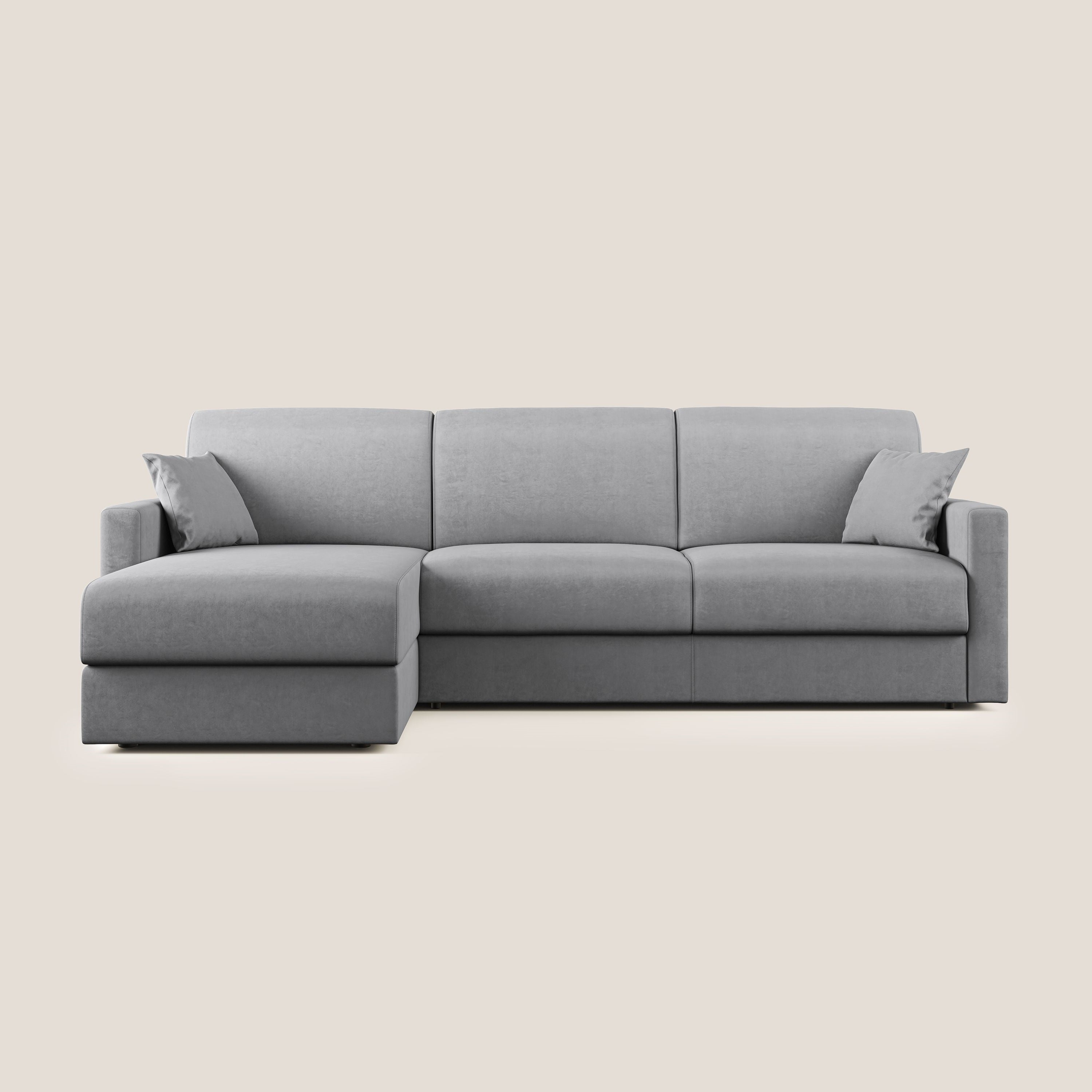 Chris Divano letto angolare con penisola in microfibra smacchiabile T11 grigio - divani.store