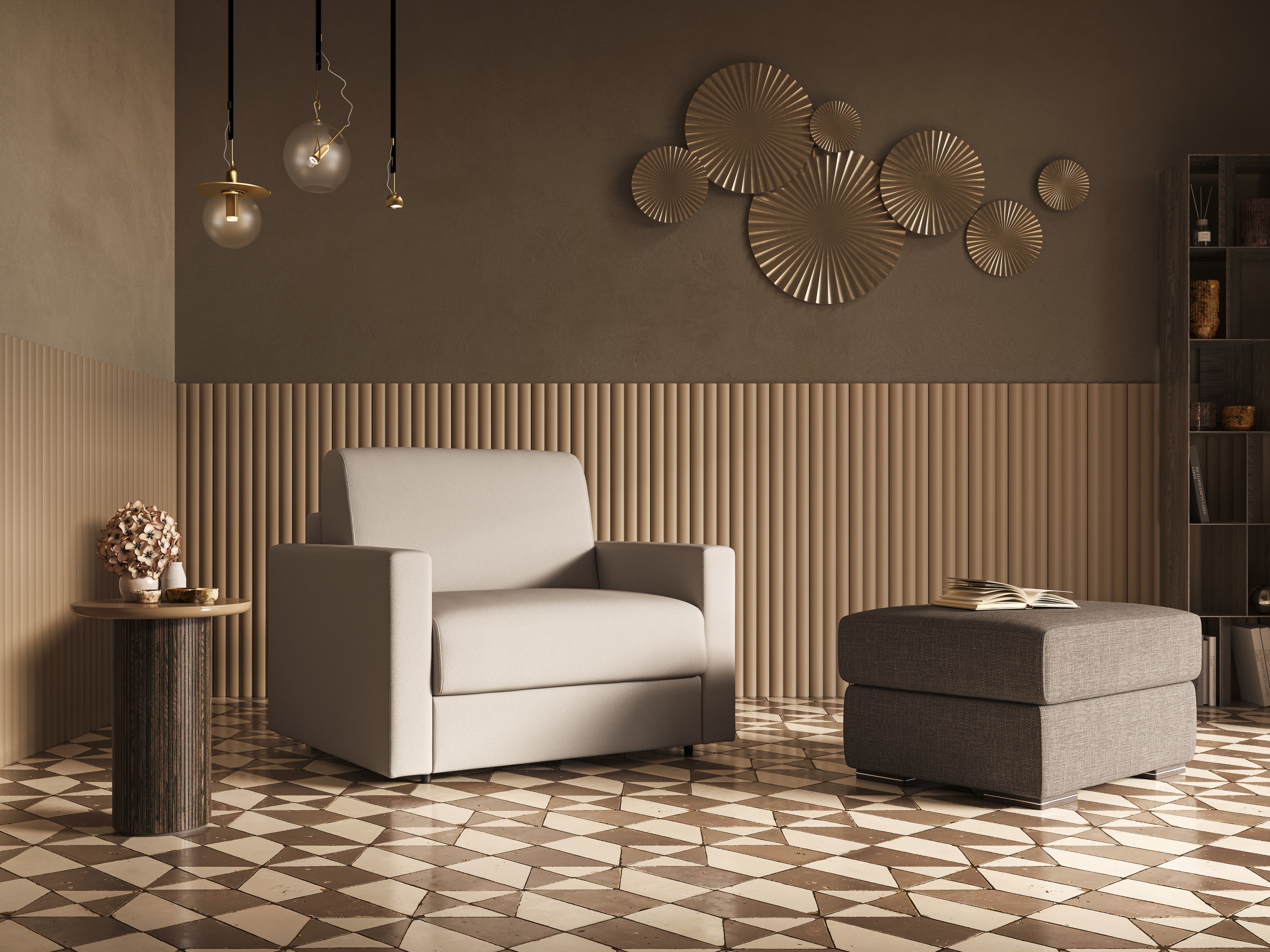 Chris poltrona letto in tessuto impermeabile T13 panna - divani.store