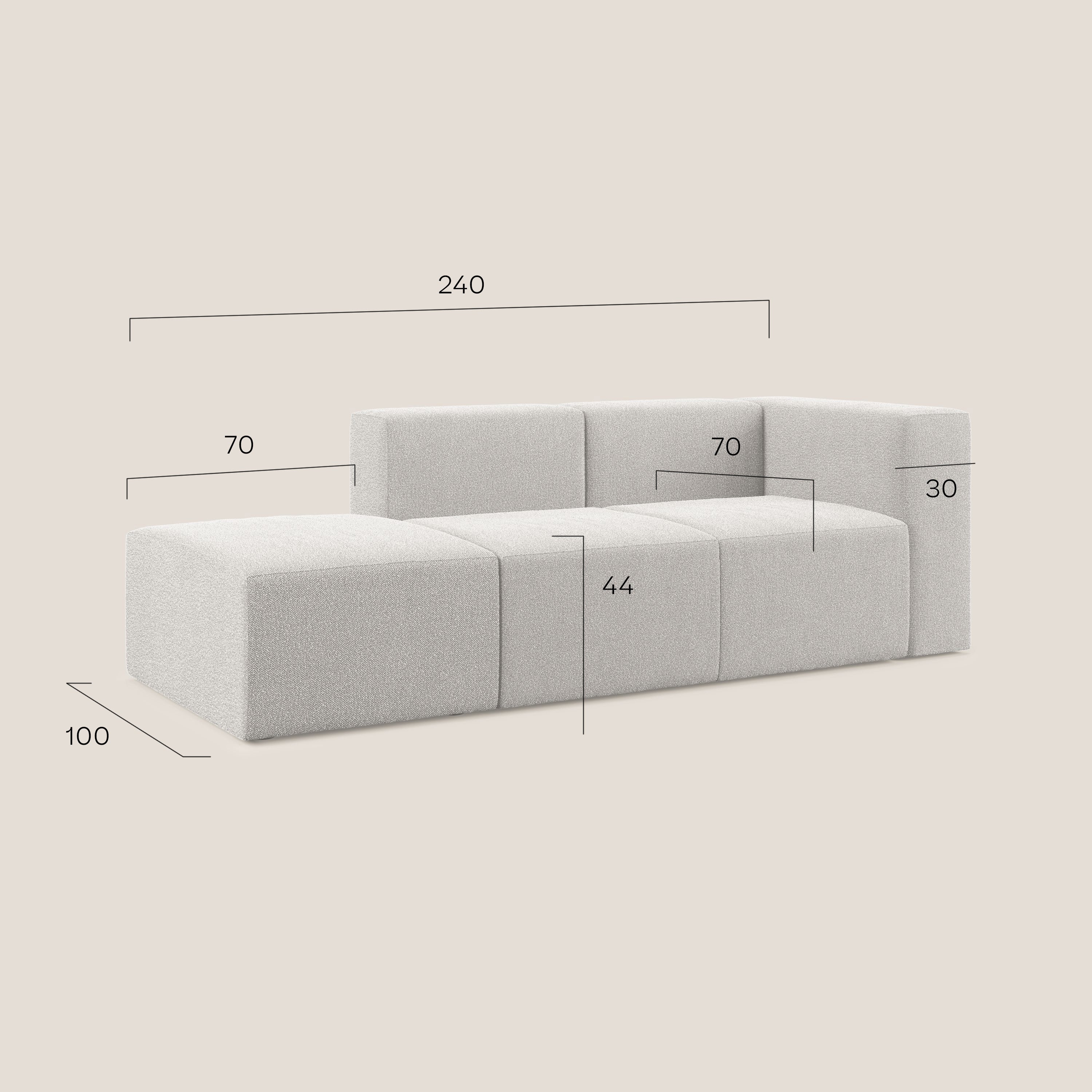 Nettuno divano lineare modulare e componibile in morbido tessuto bouclè T07 blu - divani.store