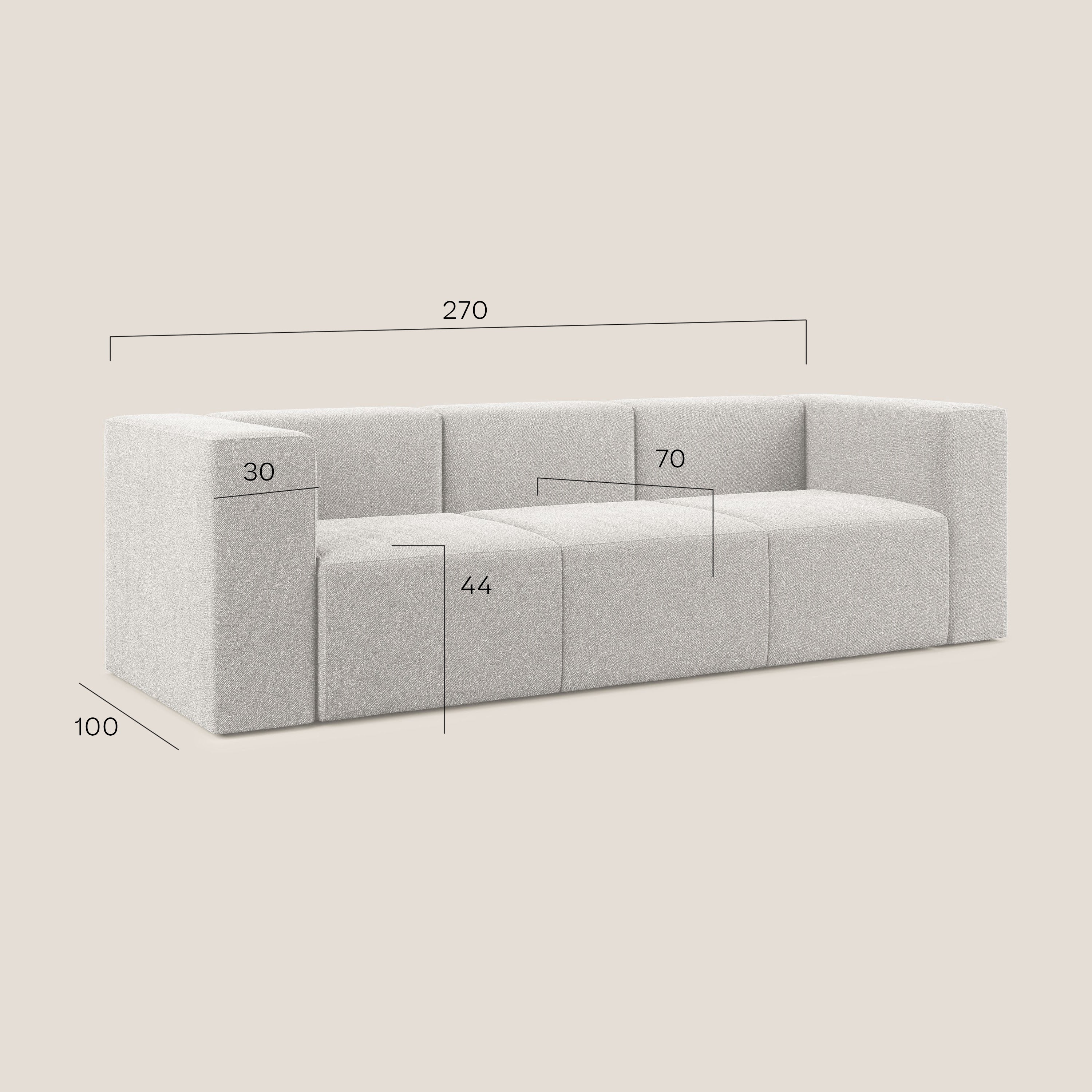 Nettuno divano lineare modulare a 3 sedute componibile in morbido tessuto bouclè T07 carta da zucchero - divani.store