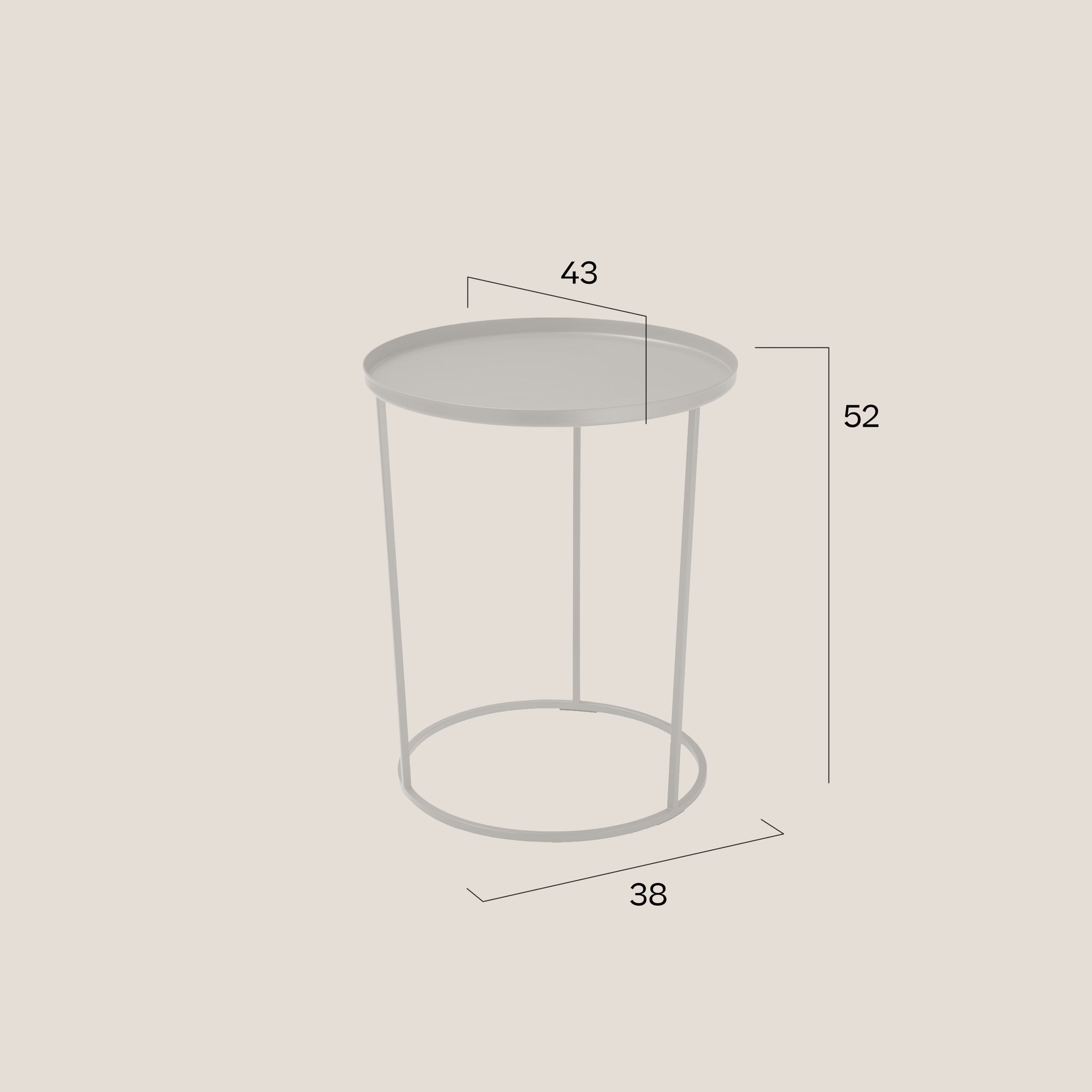 Costance tavolino rotondo con vassoio da salotto in metallo