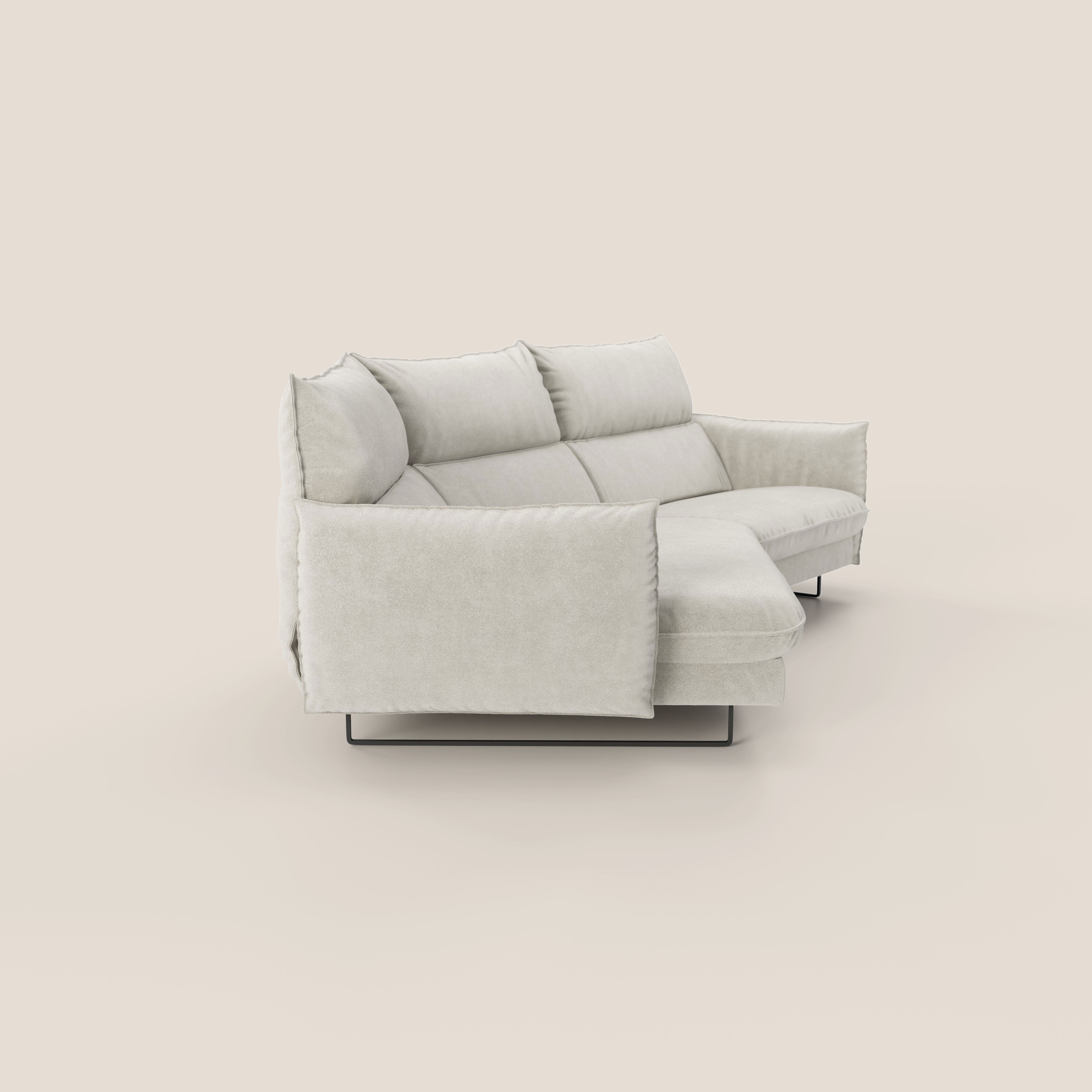 Monamour divano moderno angolare con opzione relax elettrico in microfibra smacchiabile impermeabile T11 panna - divani.store