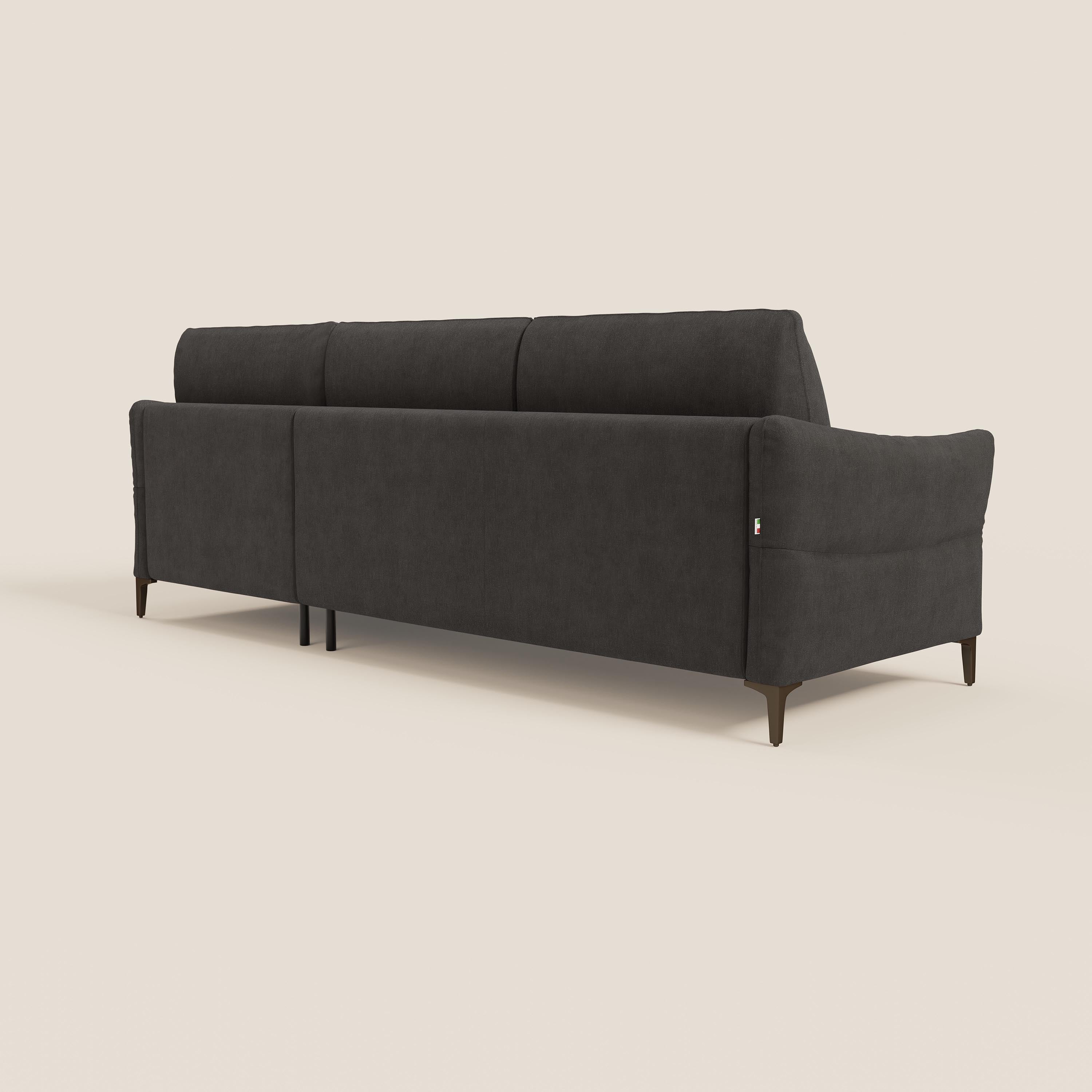 Dalia divano letto angolare con materasso alto 18 cm piedini alti e penisola contenitore in tessuto smacchiabile T17 - divani.store