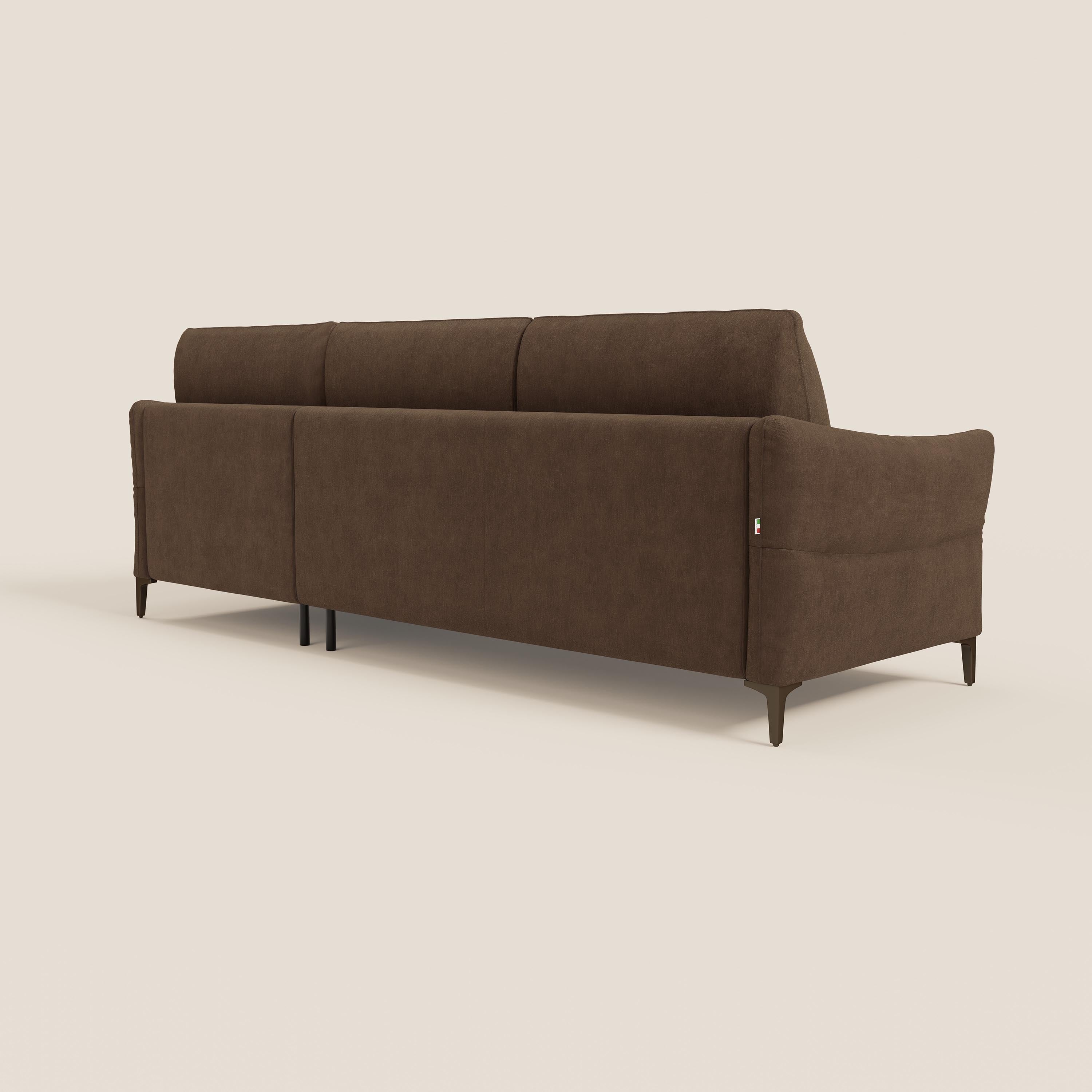 Dalia divano letto angolare con materasso alto 18 cm piedini alti e penisola contenitore in tessuto smacchiabile T17 - divani.store
