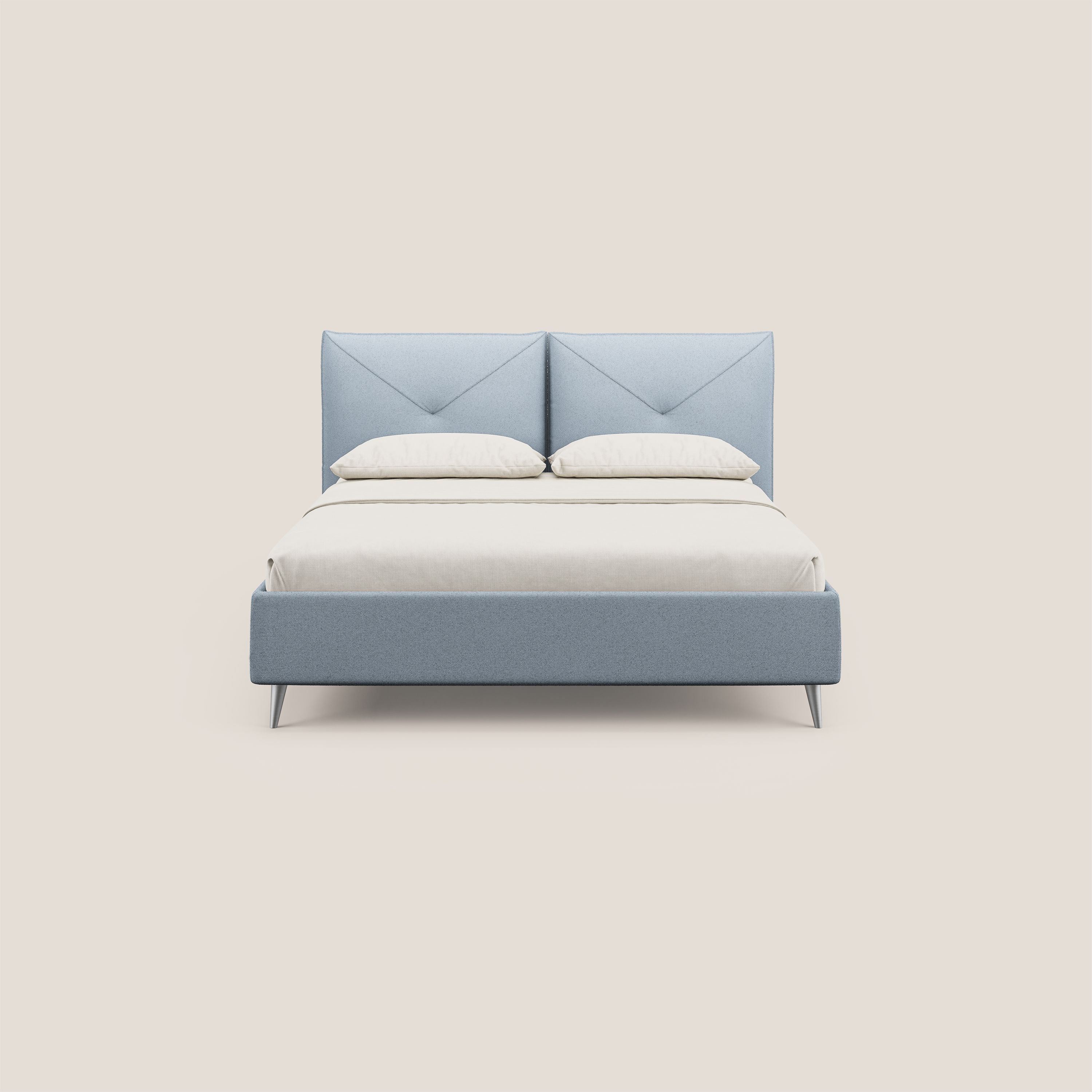 Adone letto imbottito contenitore a doppia pannellatura in bouclet impermeabile T07 carta da zucchero - divani.store
