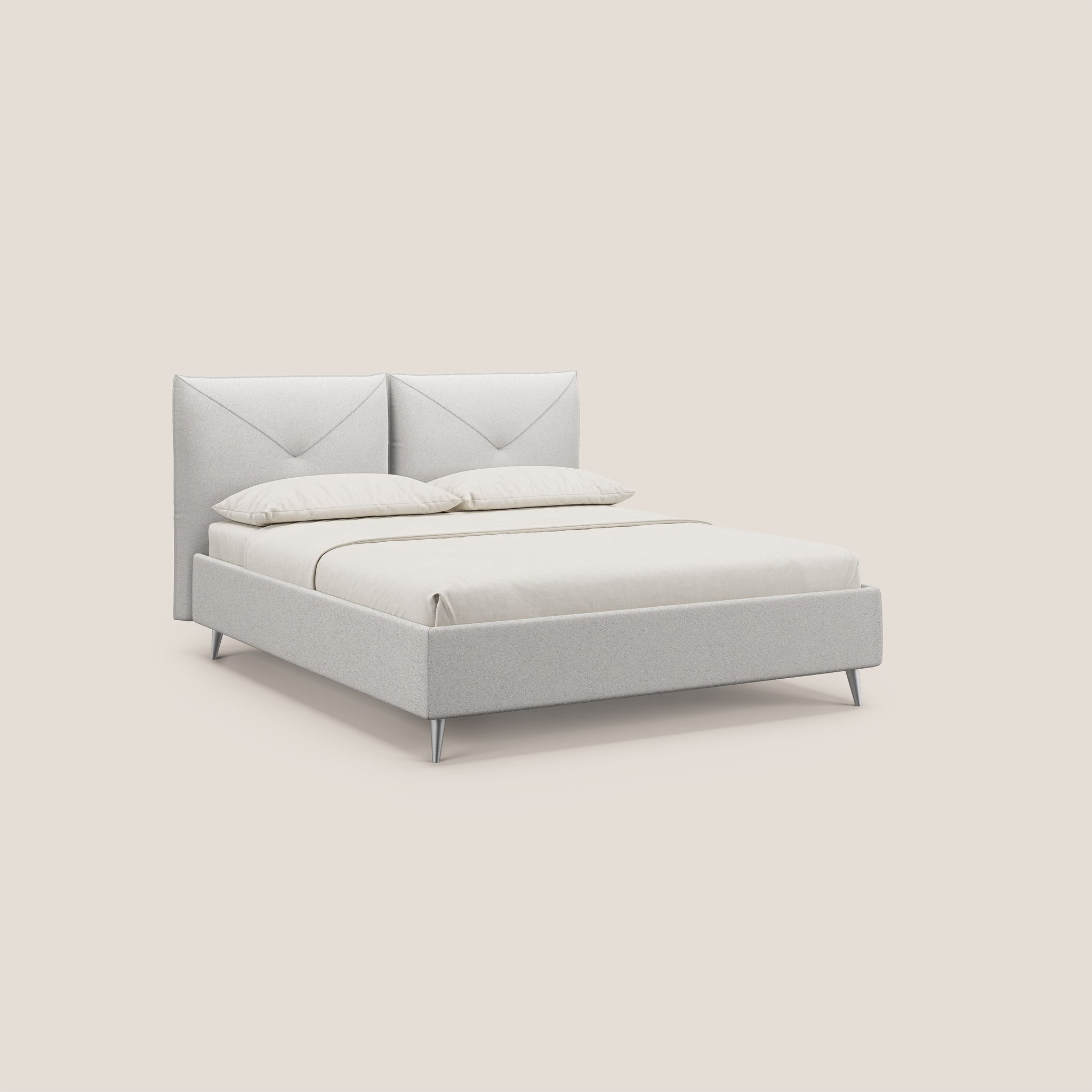 Adone letto imbottito contenitore a doppia pannellatura in bouclet impermeabile T07 - divani.store