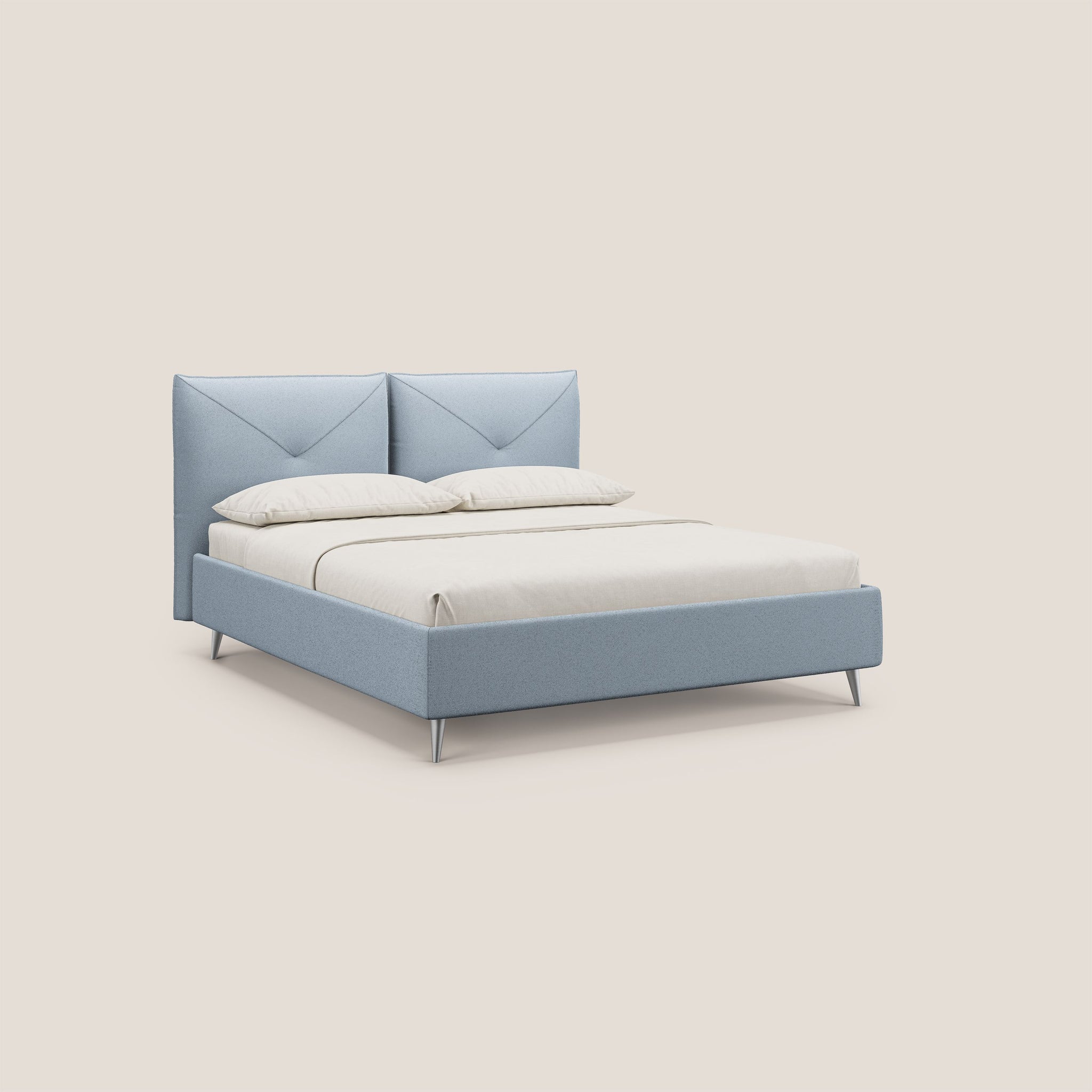 Adone letto imbottito contenitore a doppia pannellatura in bouclet impermeabile T07 - divani.store