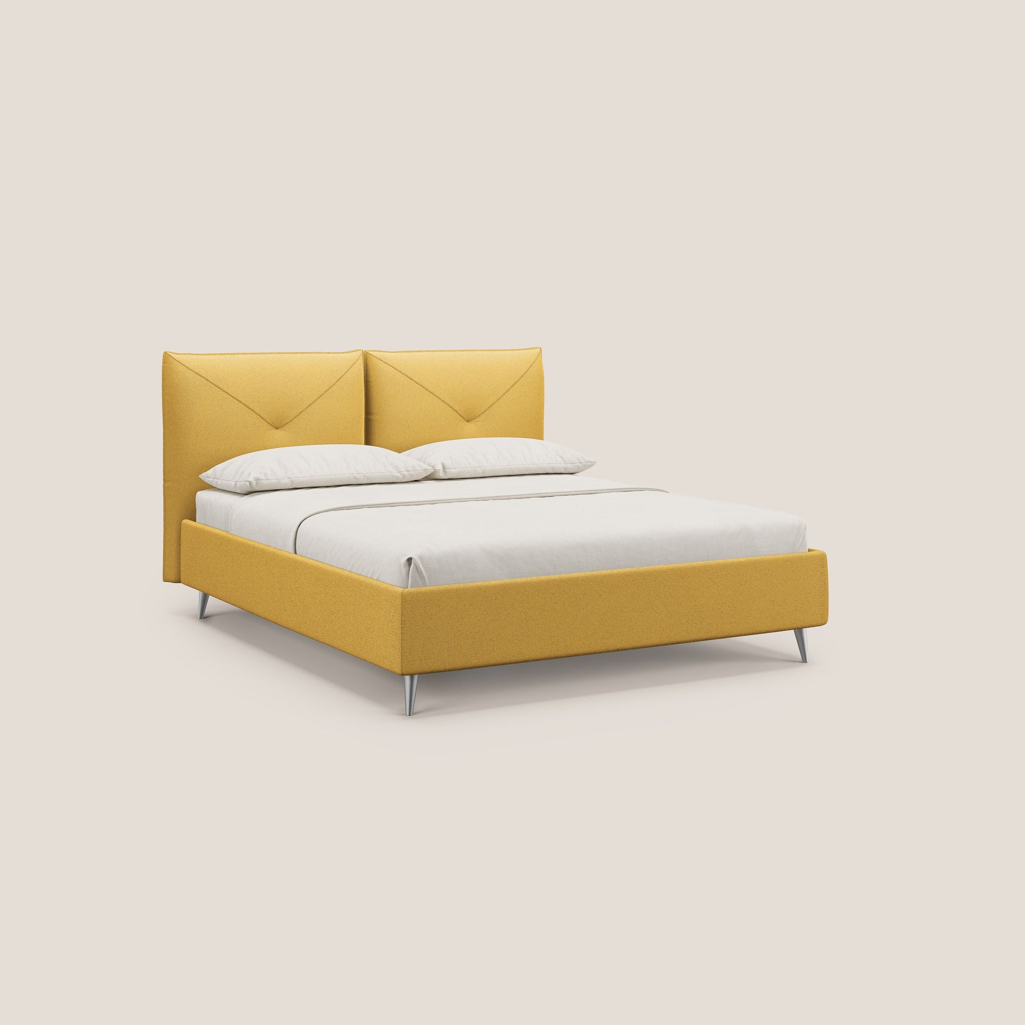 Adone letto imbottito contenitore a doppia pannellatura in bouclet impermeabile T07 - divani.store