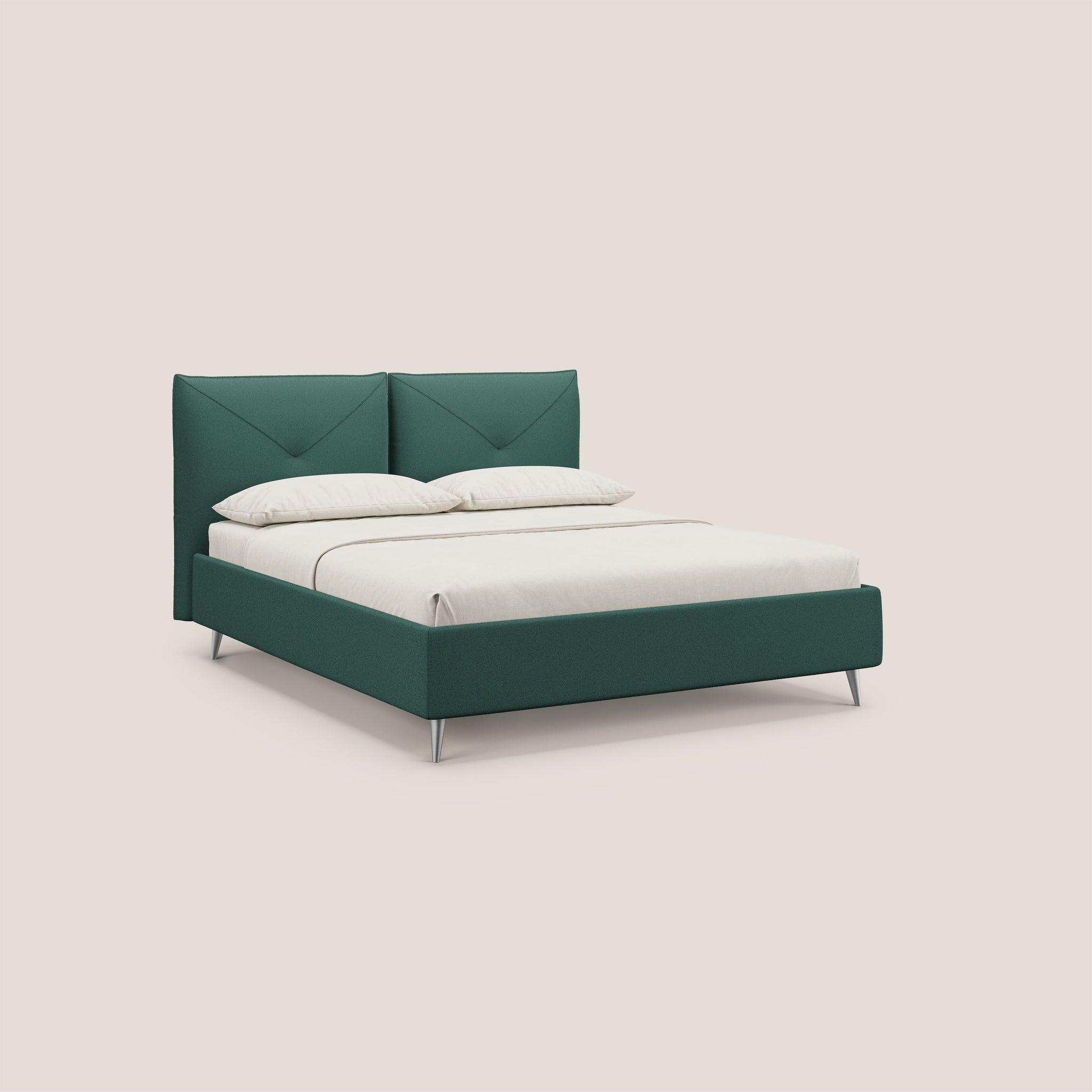 Adone letto imbottito contenitore a doppia pannellatura in bouclet impermeabile T07 - divani.store