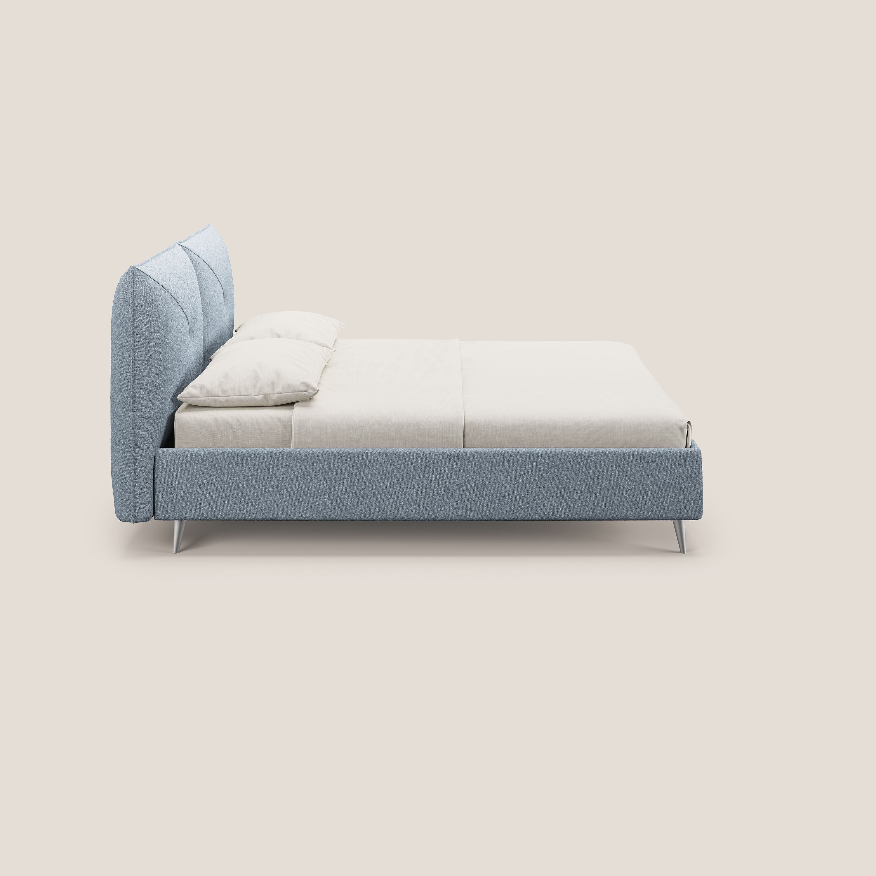Adone letto imbottito contenitore a doppia pannellatura in bouclet impermeabile T07 carta da zucchero - divani.store