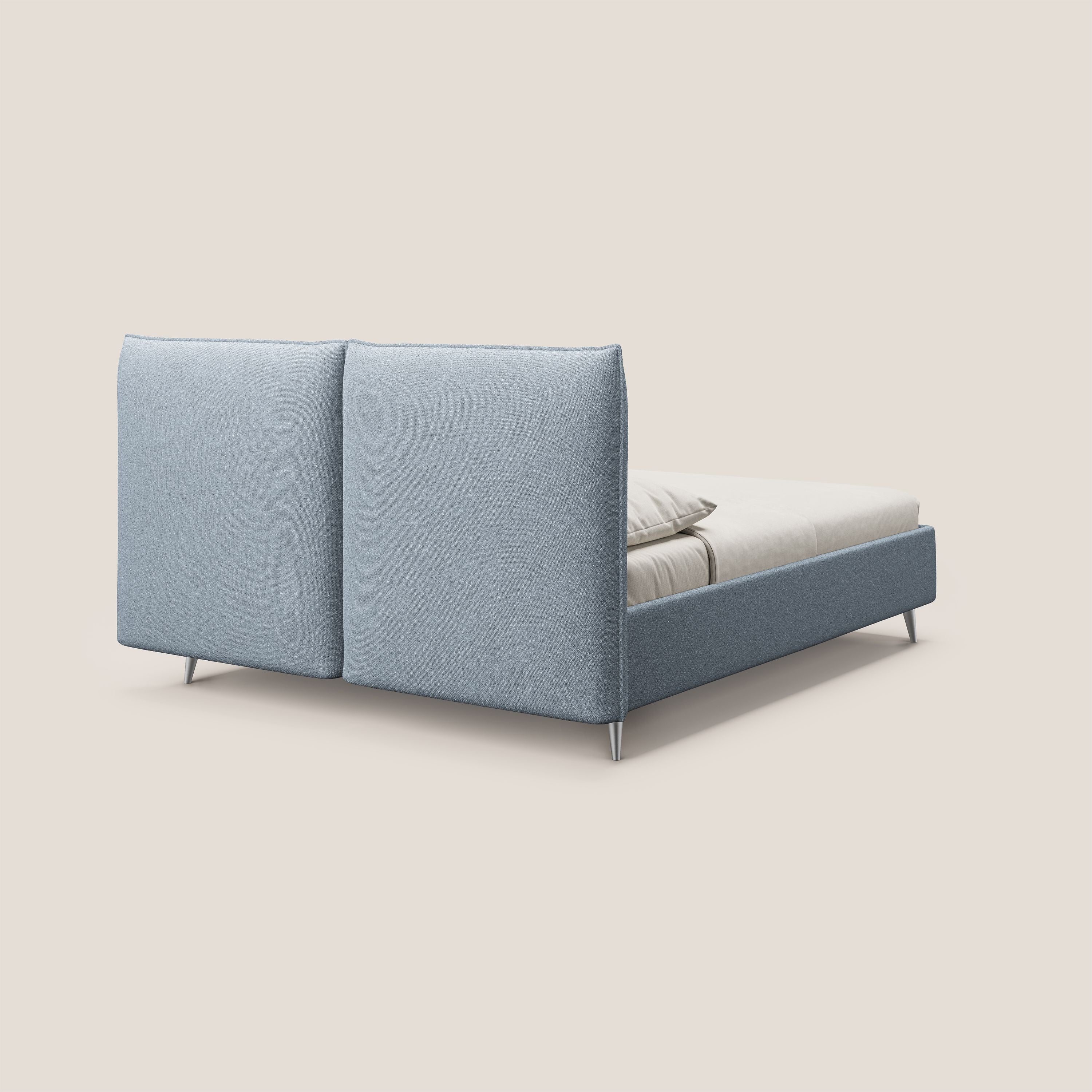 Adone letto imbottito contenitore a doppia pannellatura in bouclet impermeabile T07 carta da zucchero - divani.store