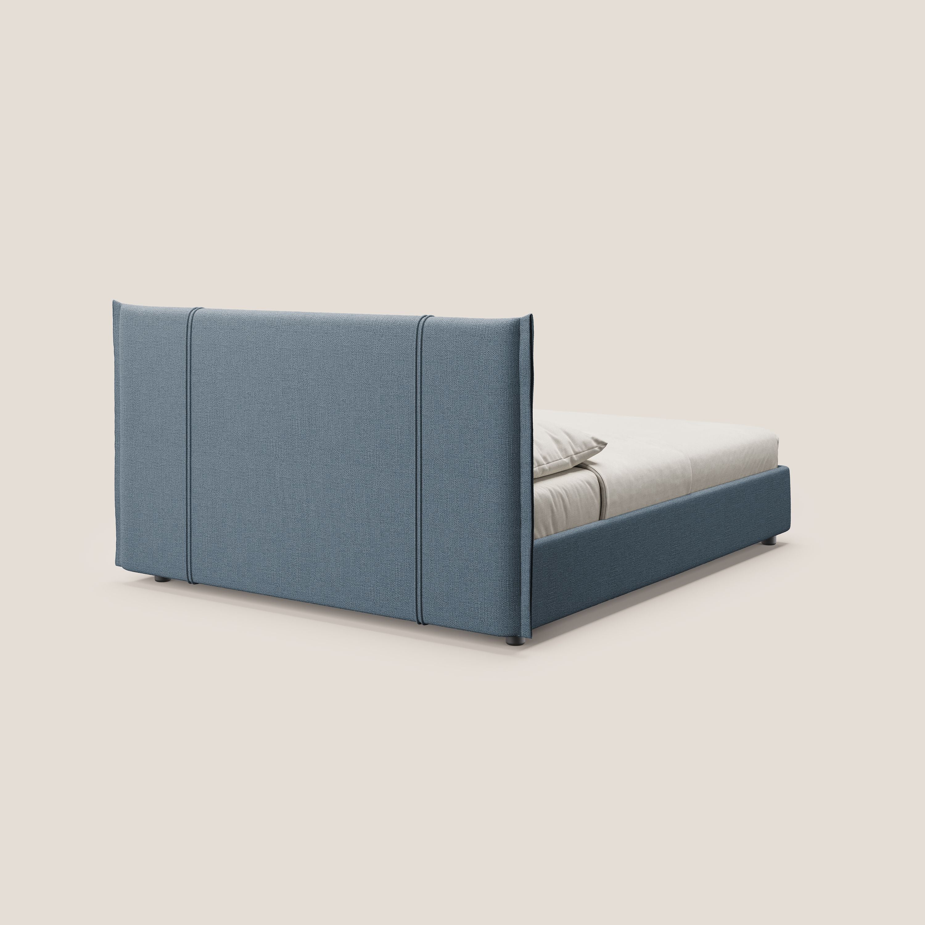Alicia letto imbottito con vano contenitore in tessuto impermeabile T14 carta da zucchero - divani.store