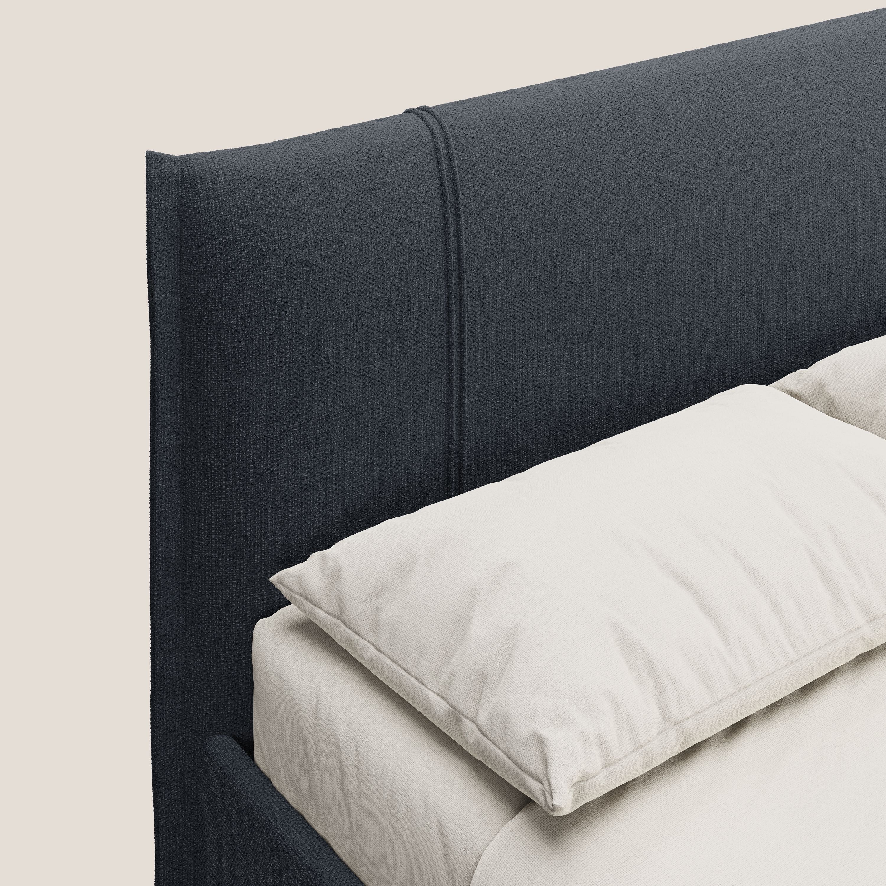 Alicia letto imbottito con vano contenitore in tessuto impermeabile T14 blu - divani.store