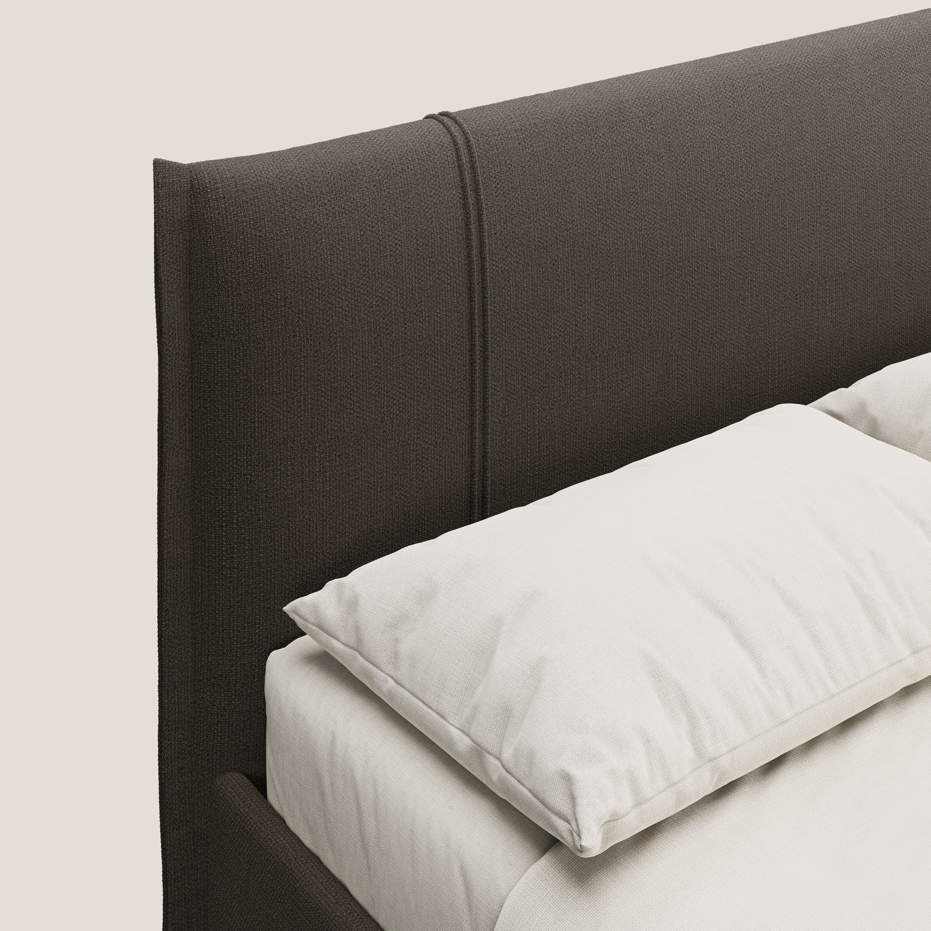 Alicia letto imbottito con vano contenitore in tessuto impermeabile T14 marrone - divani.store