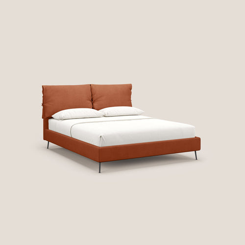 Artemisia letto imbottito con piedini alti sfoderabile in tessuto smacchiabile T17 arancio - divani.store