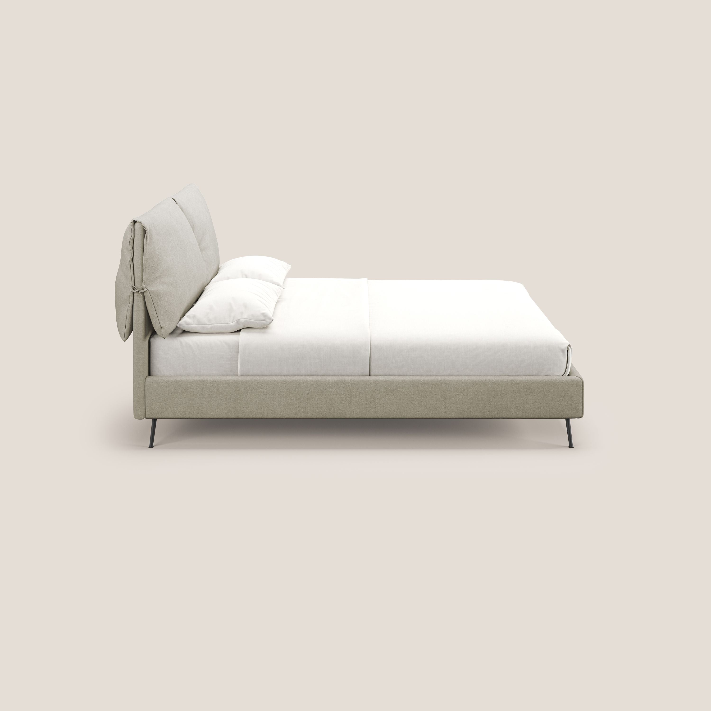 Artemisia letto imbottito con piedini alti sfoderabile in tessuto smacchiabile T17 panna - divani.store