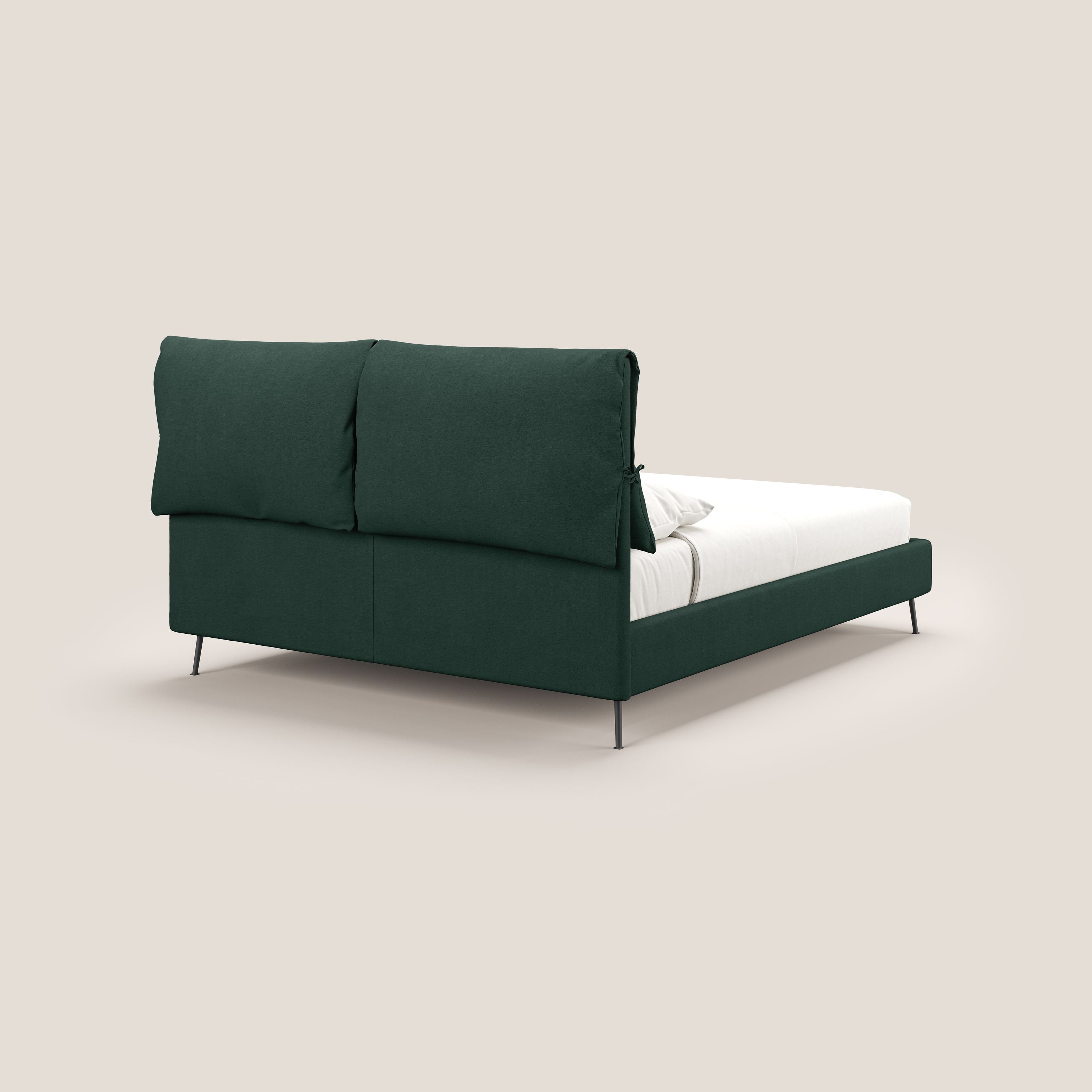 Artemisia letto imbottito con piedini alti sfoderabile in tessuto smacchiabile T17 verde - divani.store