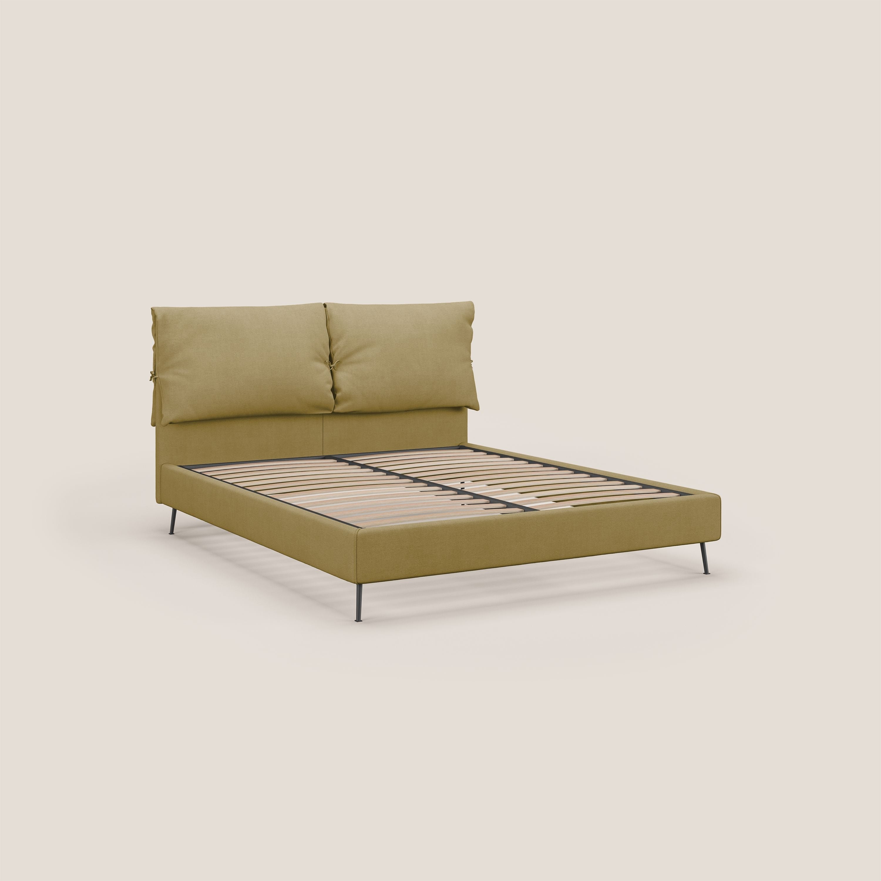 Artemisia letto imbottito con piedini alti sfoderabile in tessuto smacchiabile T17 giallo - divani.store