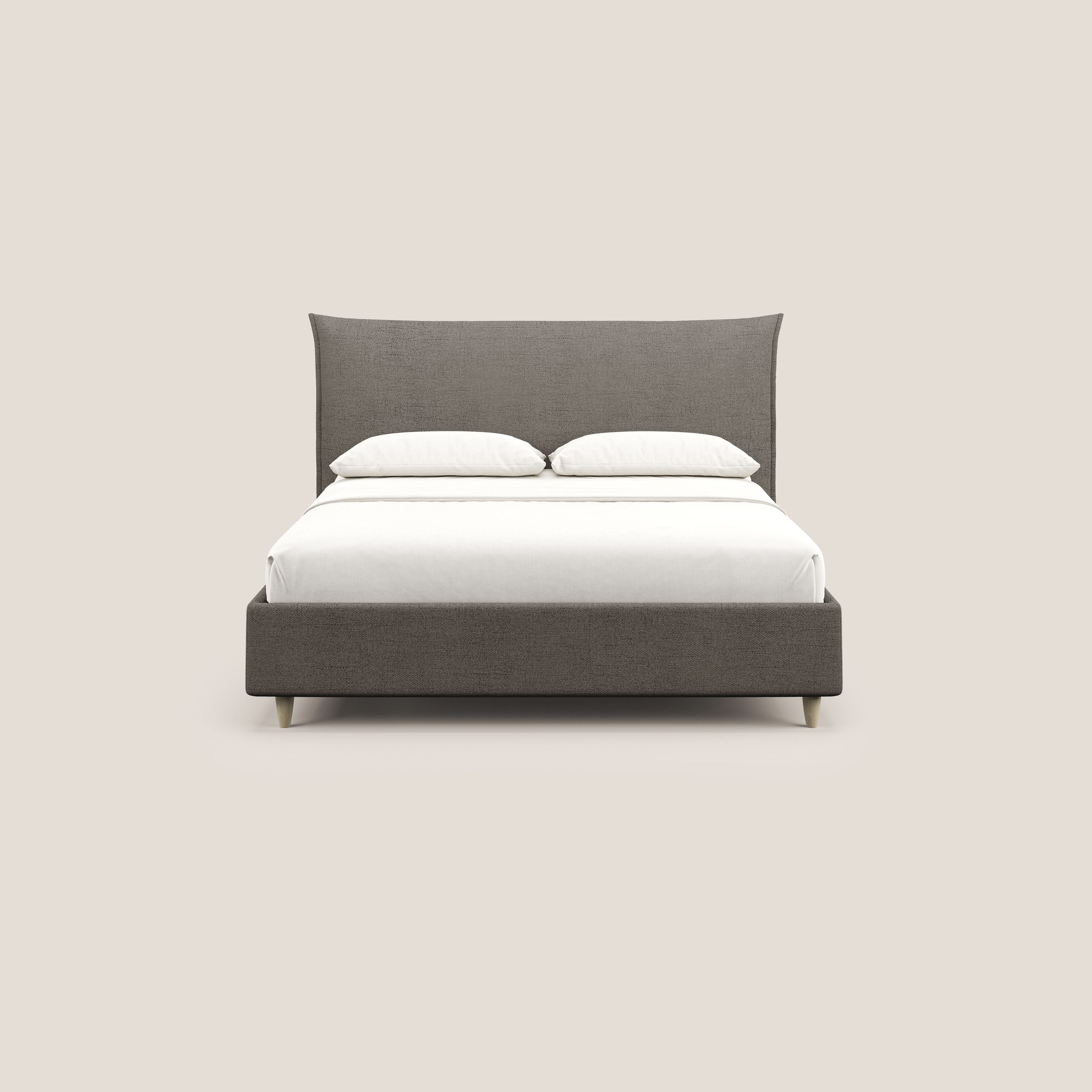 Audrey letto imbottito contenitore e sfoderabile in tessuto fiammato impermeabile T03 talpa - divani.store