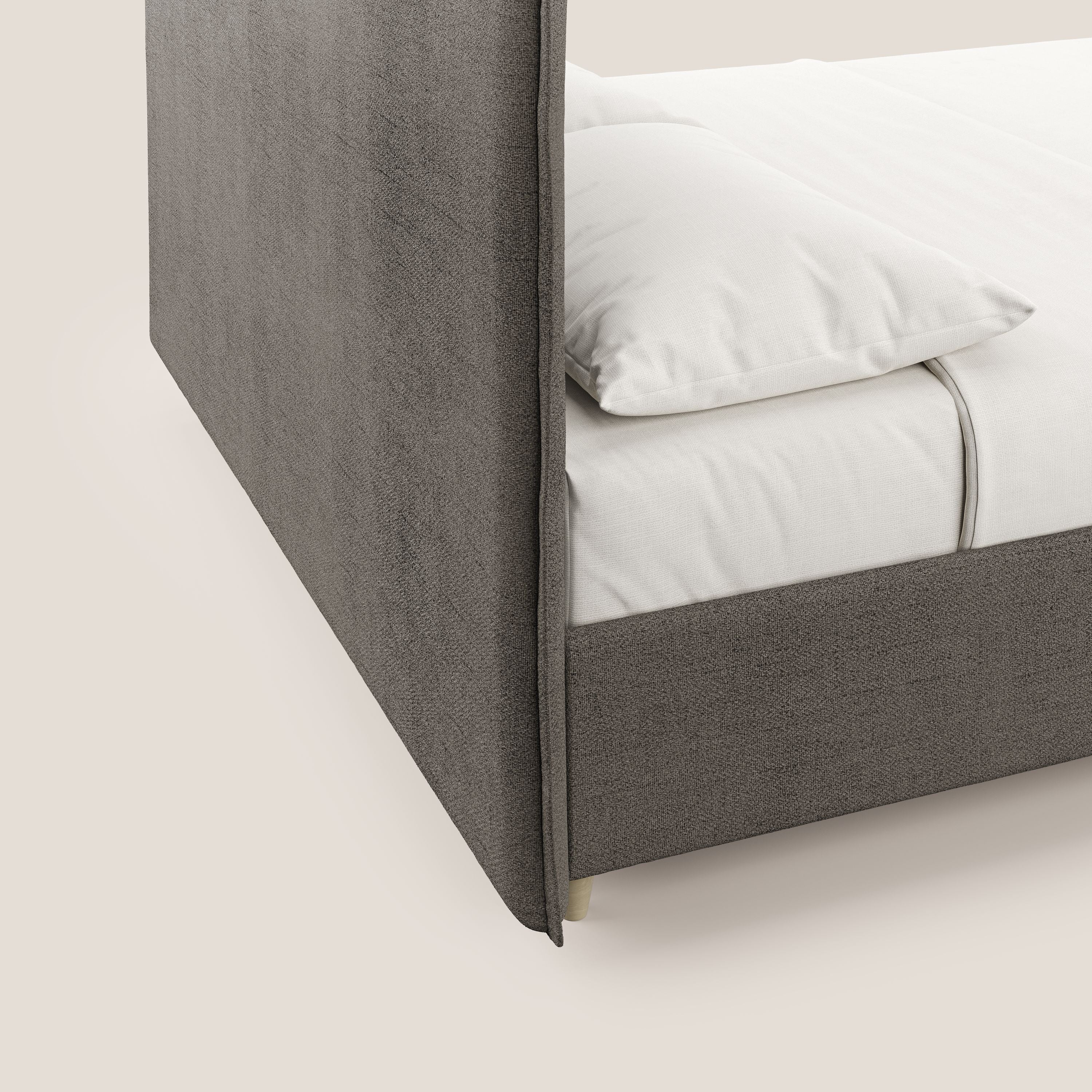 Audrey letto imbottito contenitore e sfoderabile in tessuto fiammato impermeabile T03 talpa - divani.store