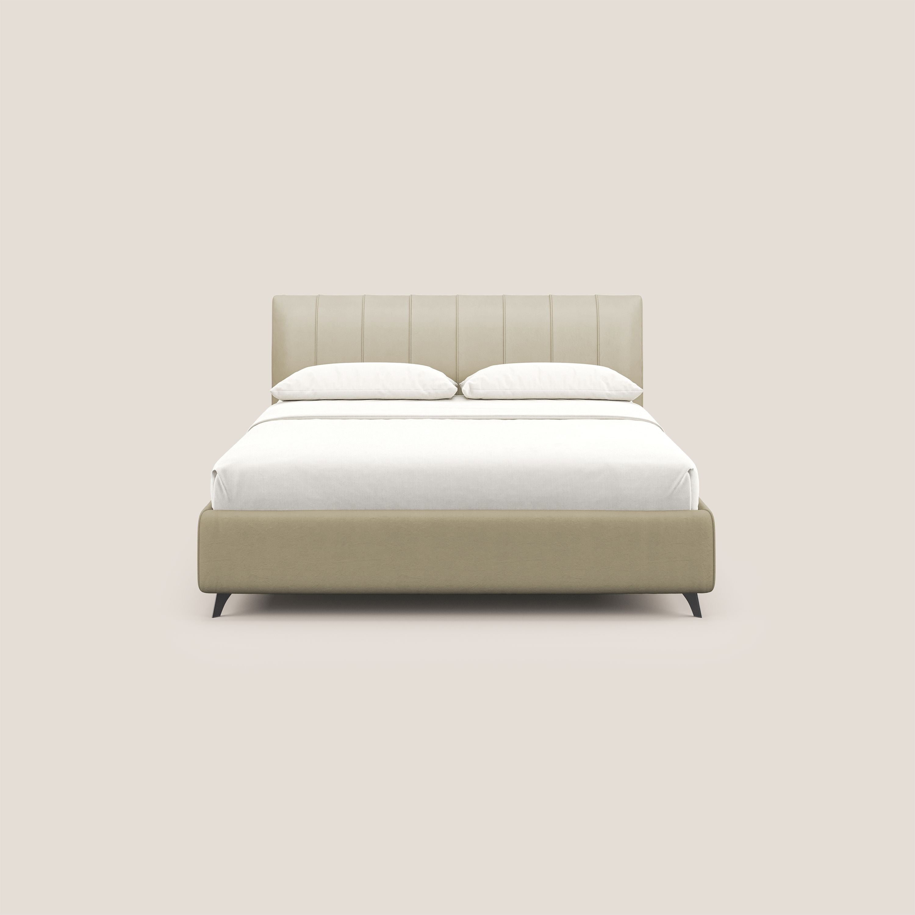 Bogart letto imbottito contenitore completamente sfoderabile in microfibra smacchiabile T11 panna - divani.store
