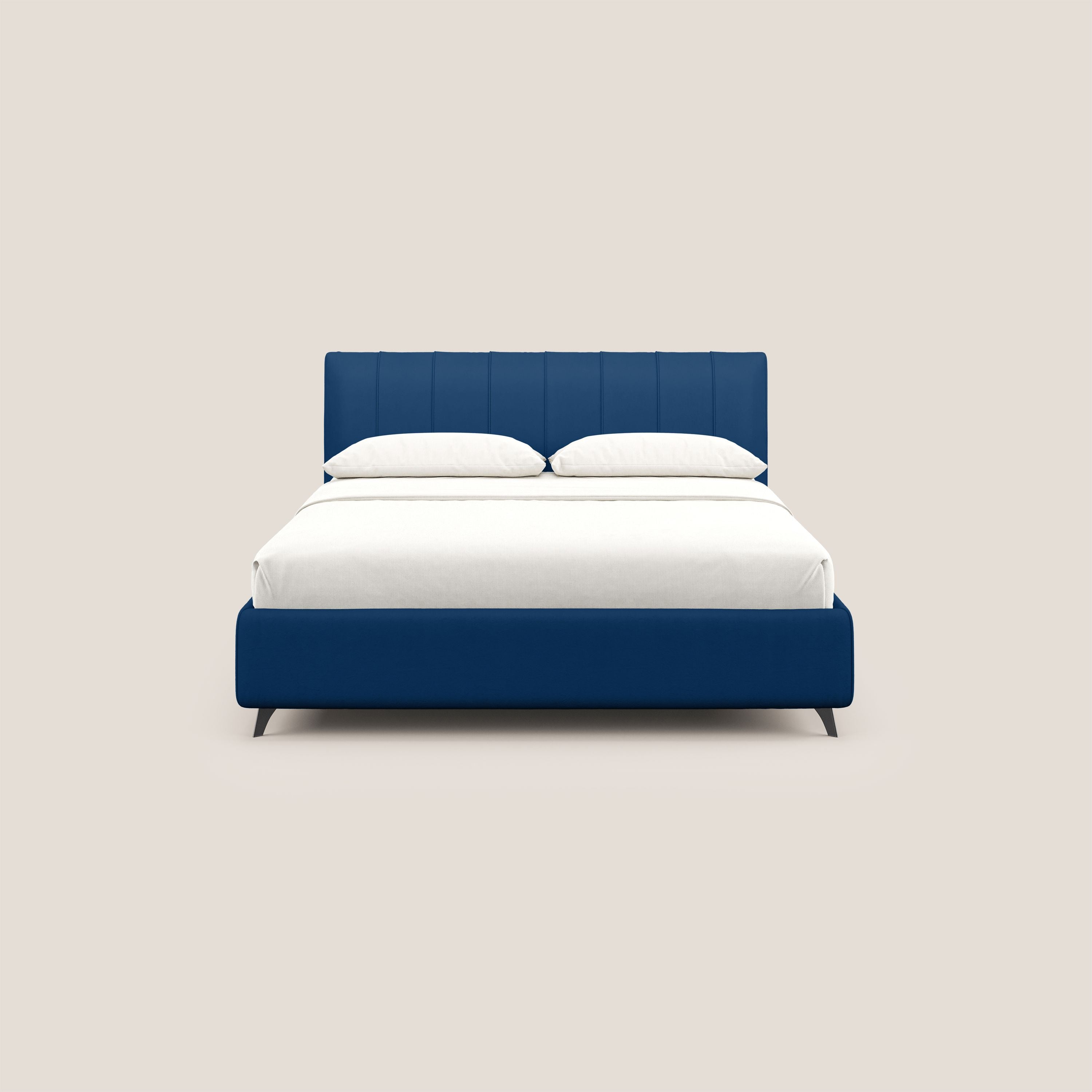 Bogart letto imbottito contenitore completamente sfoderabile in microfibra smacchiabile T11 blu - divani.store