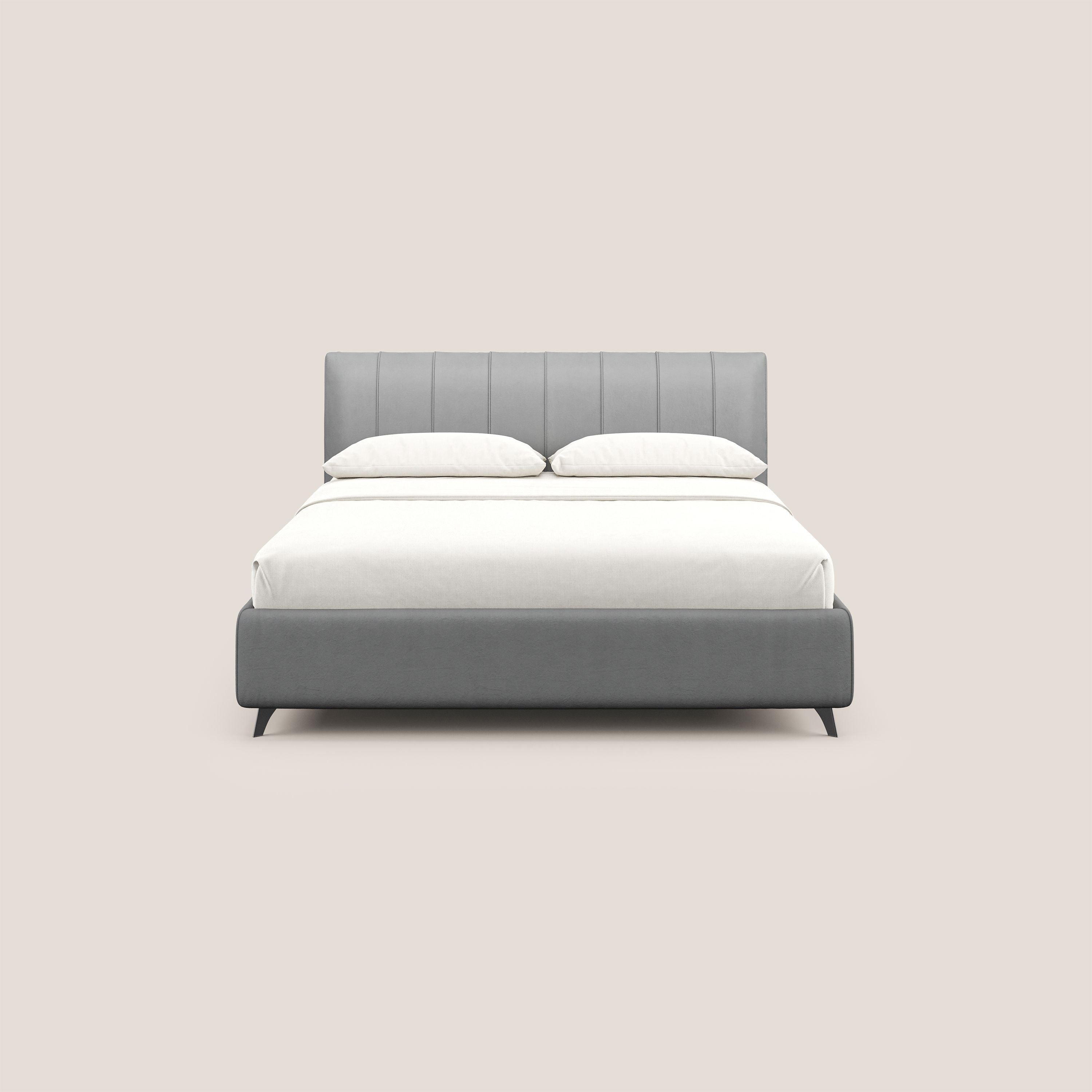 Bogart letto imbottito contenitore completamente sfoderabile in microfibra smacchiabile T11 grigio - divani.store