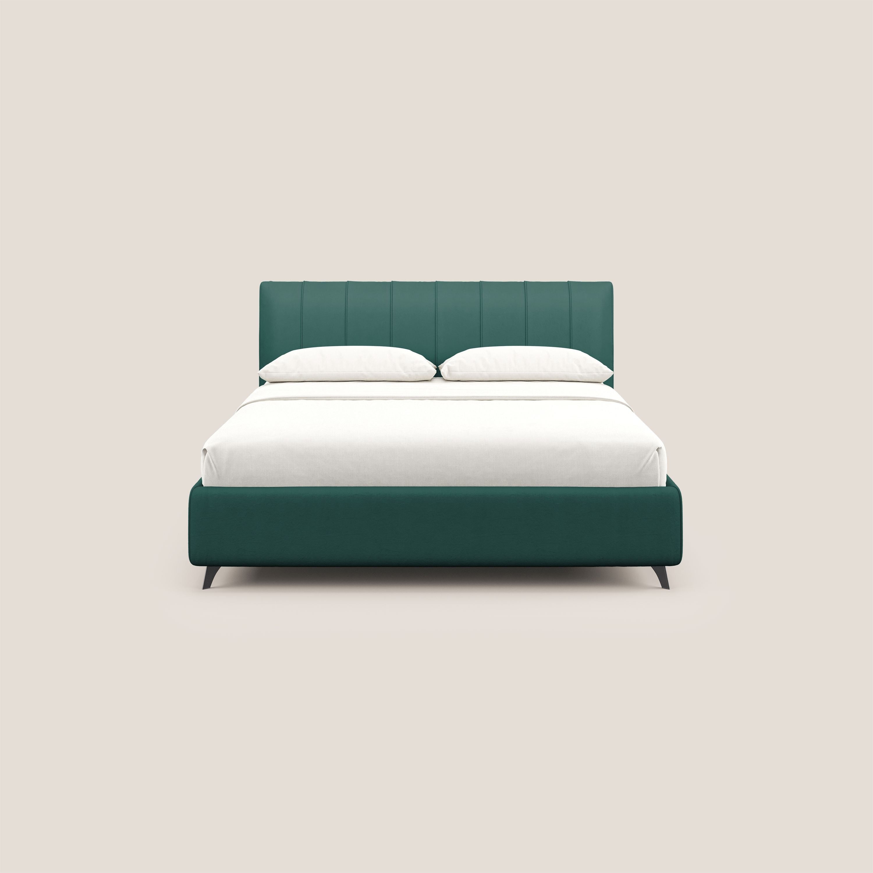 Bogart letto imbottito contenitore completamente sfoderabile in microfibra smacchiabile T11 petrolio - divani.store