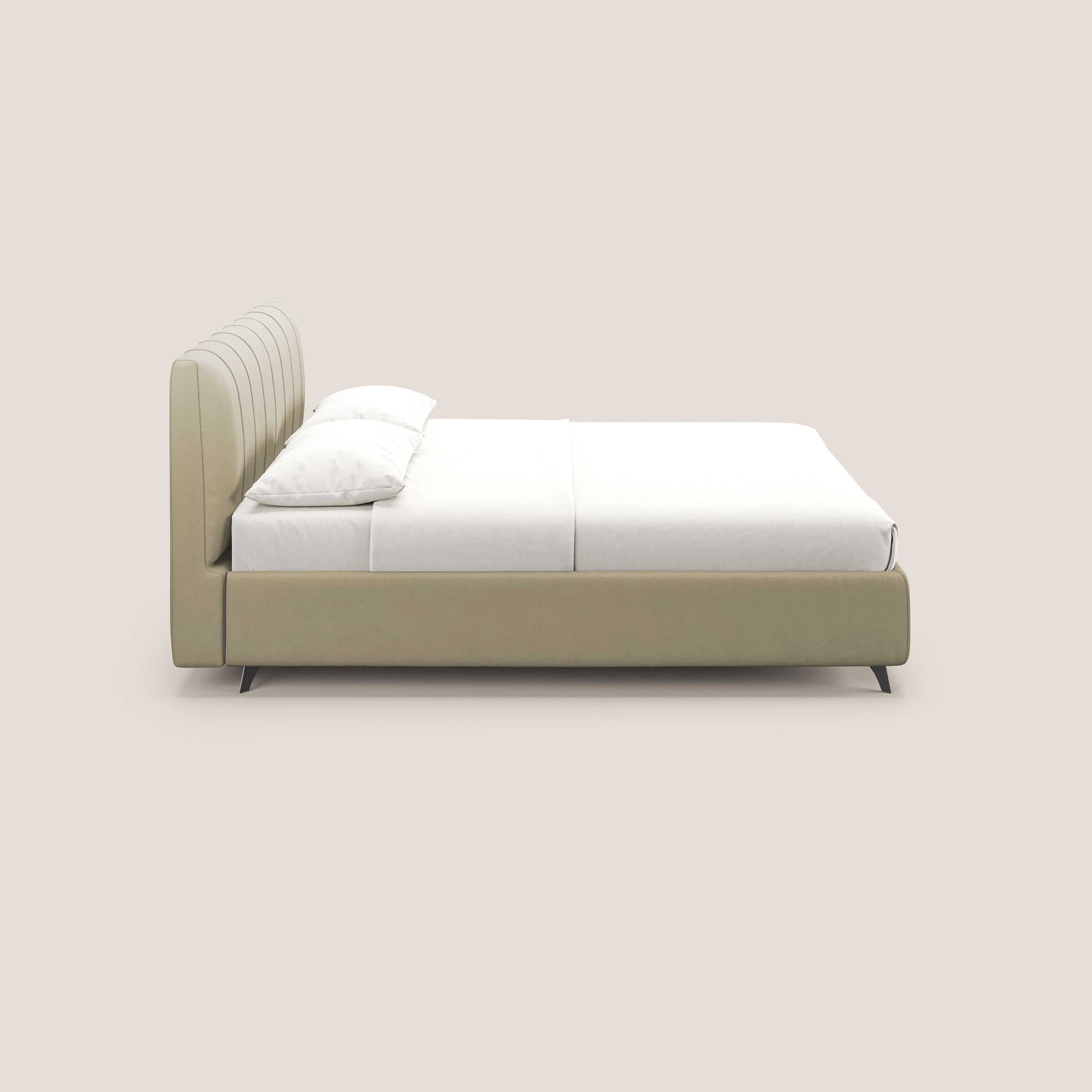 Bogart letto imbottito contenitore completamente sfoderabile in microfibra smacchiabile T11 panna - divani.store