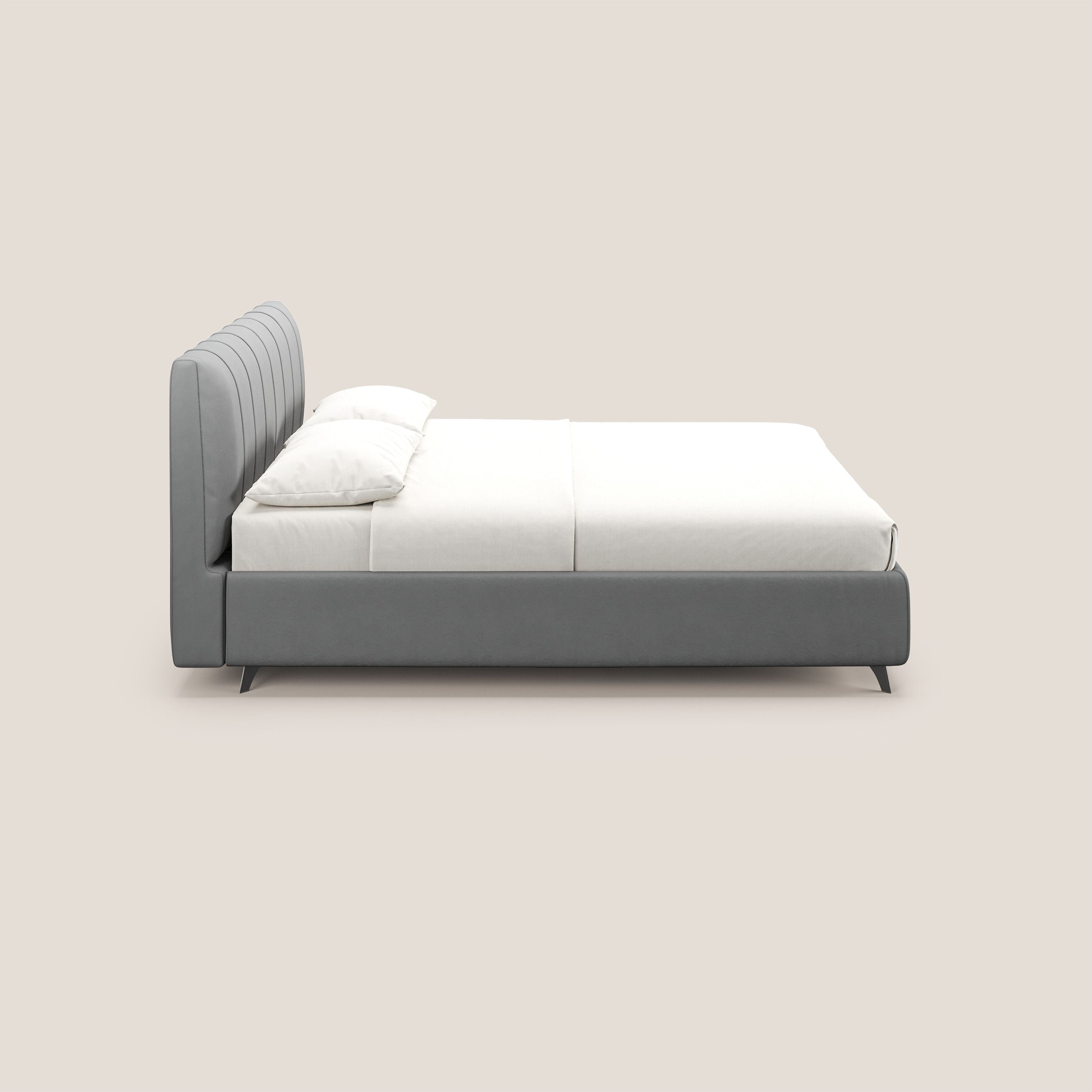 Bogart letto imbottito contenitore completamente sfoderabile in microfibra smacchiabile T11 grigio - divani.store
