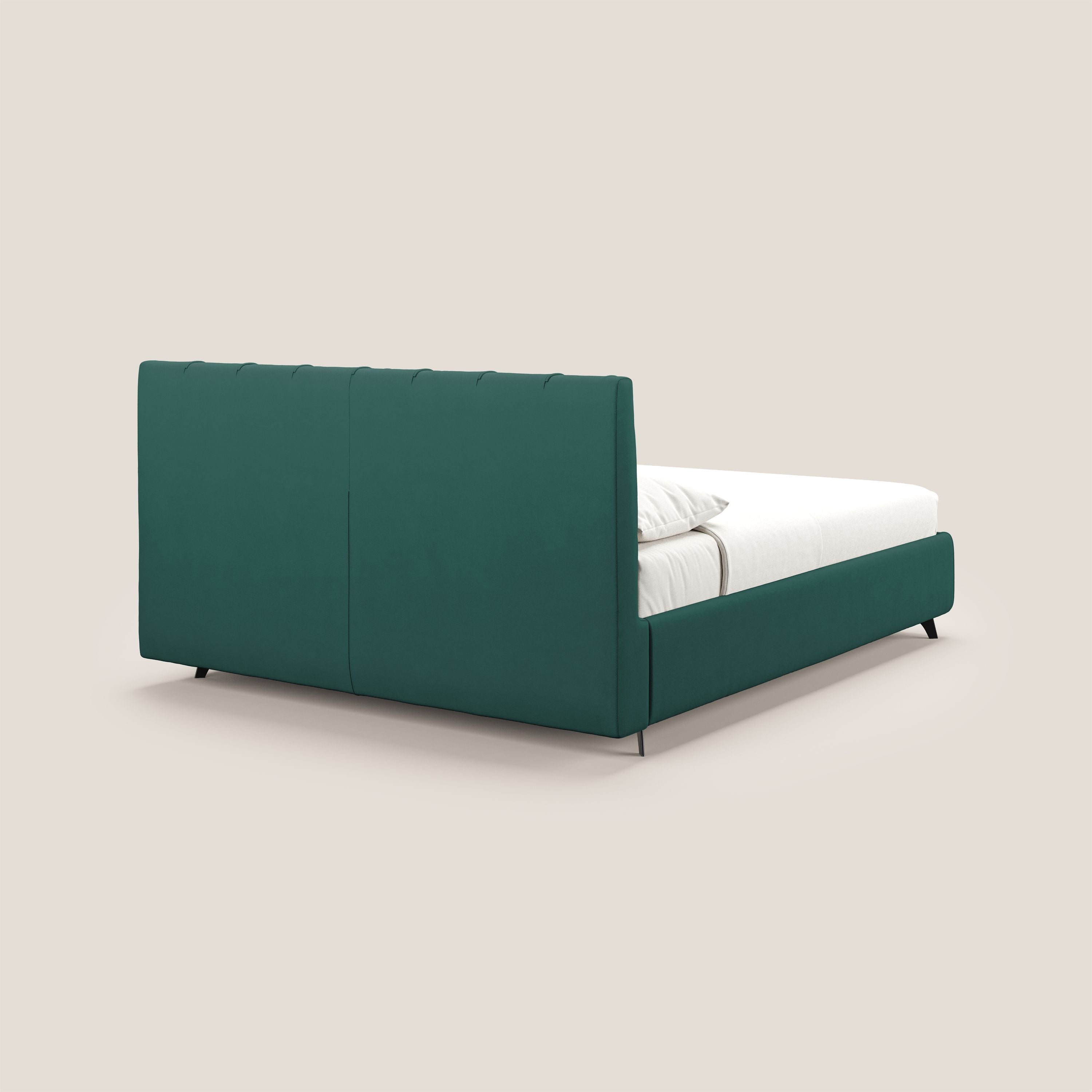 Bogart letto imbottito contenitore completamente sfoderabile in microfibra smacchiabile T11 petrolio - divani.store