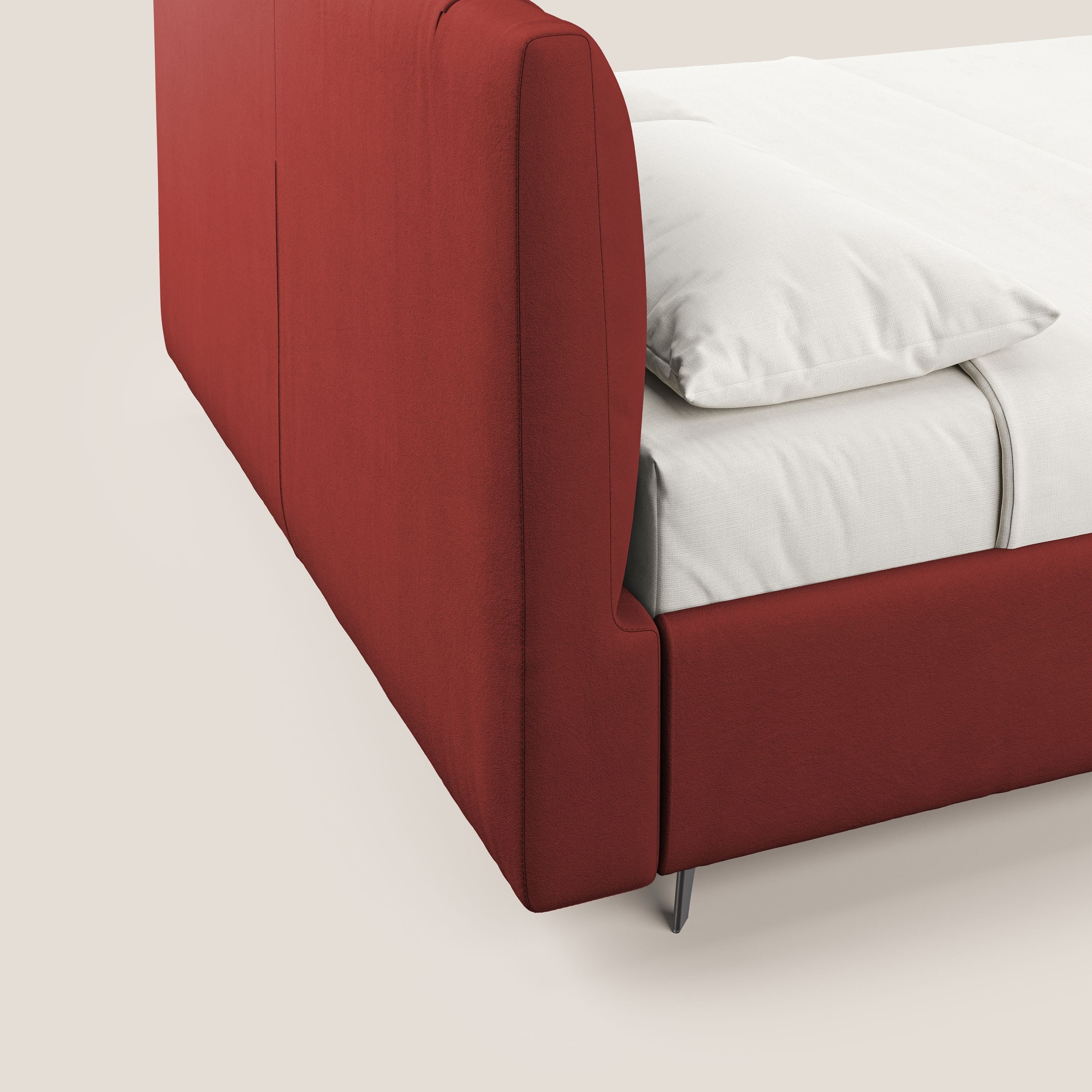 Bogart letto imbottito contenitore completamente sfoderabile in microfibra smacchiabile T11 rosso - divani.store