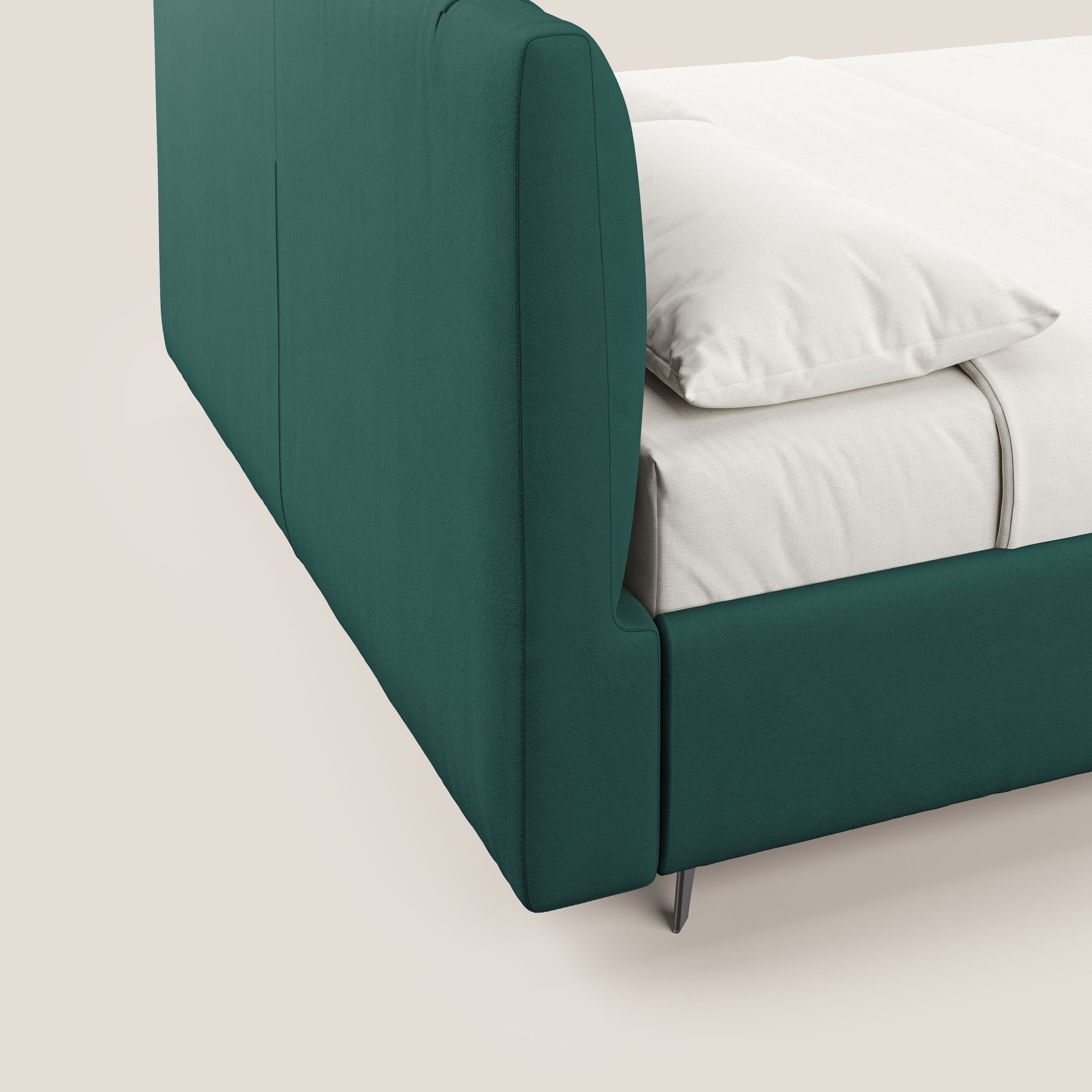 Bogart letto imbottito contenitore completamente sfoderabile in microfibra smacchiabile T11 petrolio - divani.store