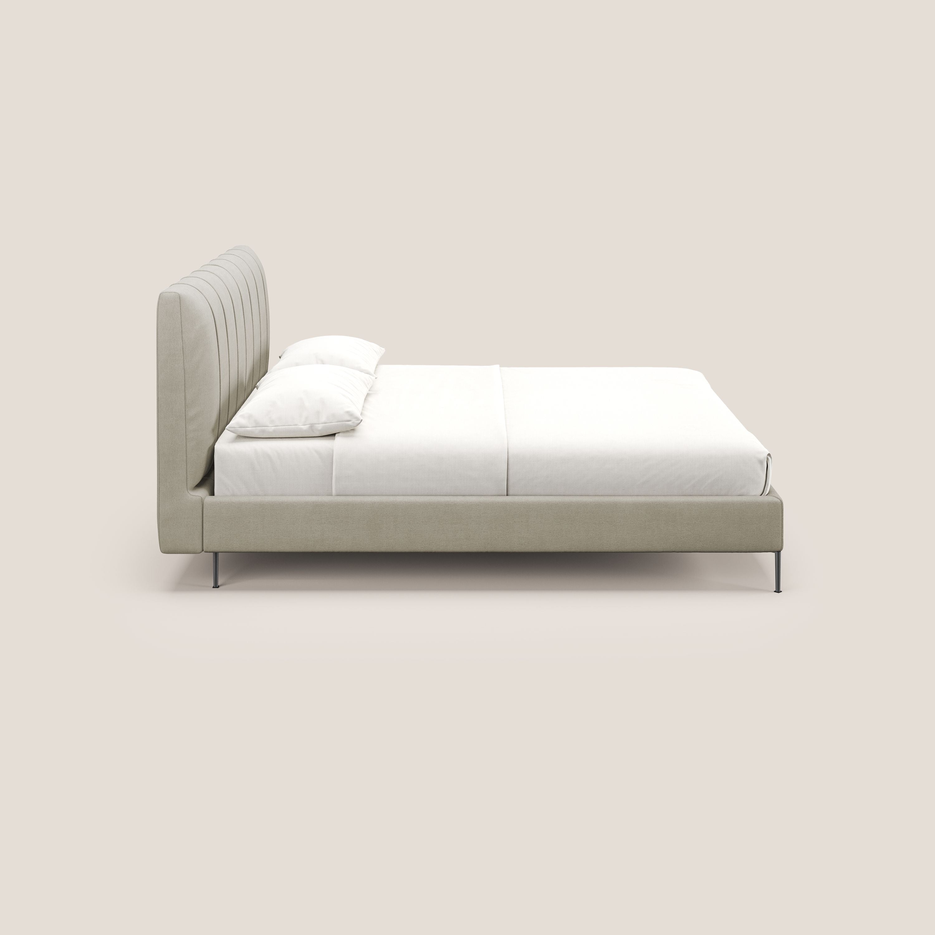 Calliope letto imbottito piedini alti completamente sfoderabile in tessuto smacchiabile T17 panna - divani.store
