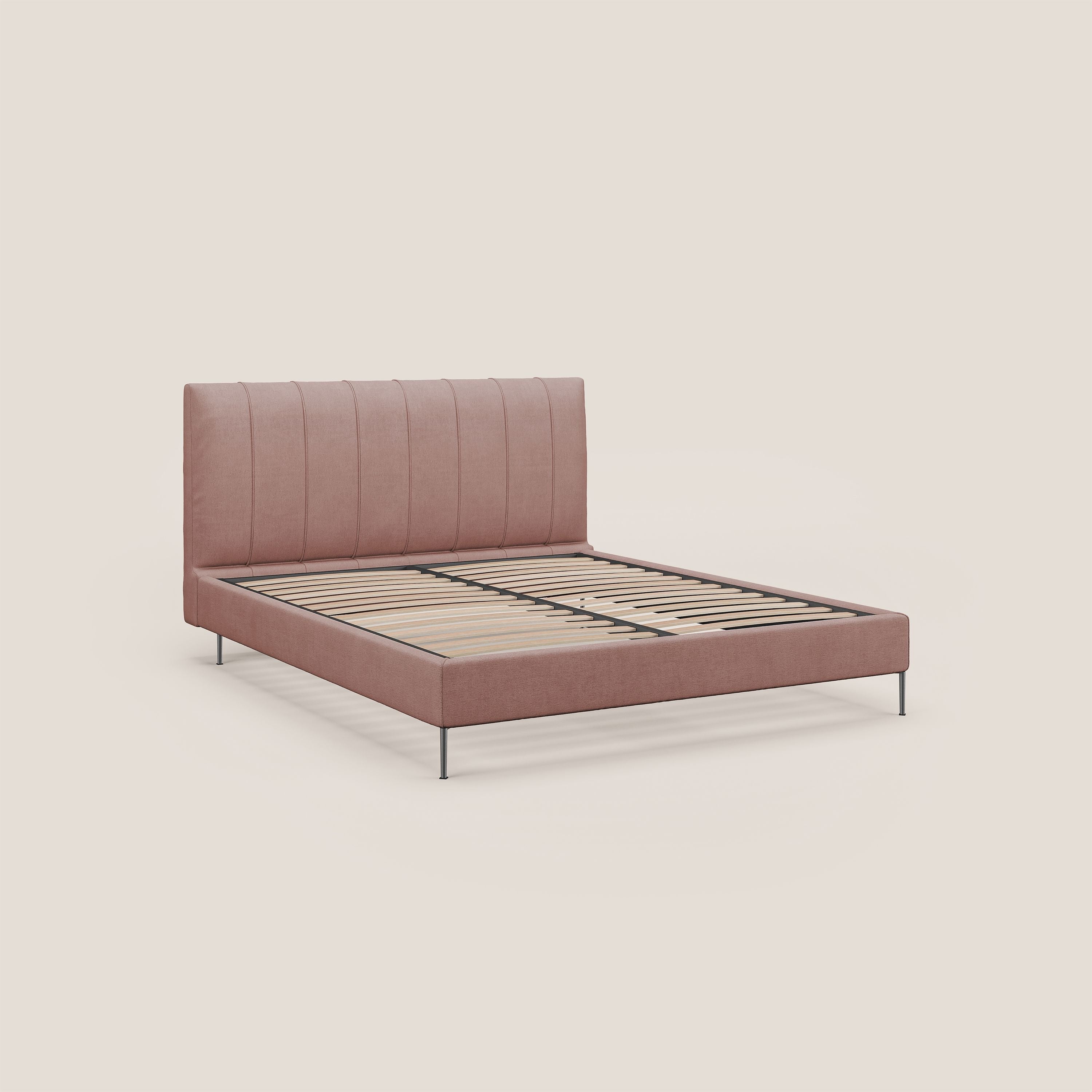Calliope letto imbottito piedini alti completamente sfoderabile in tessuto smacchiabile T17 rosa - divani.store
