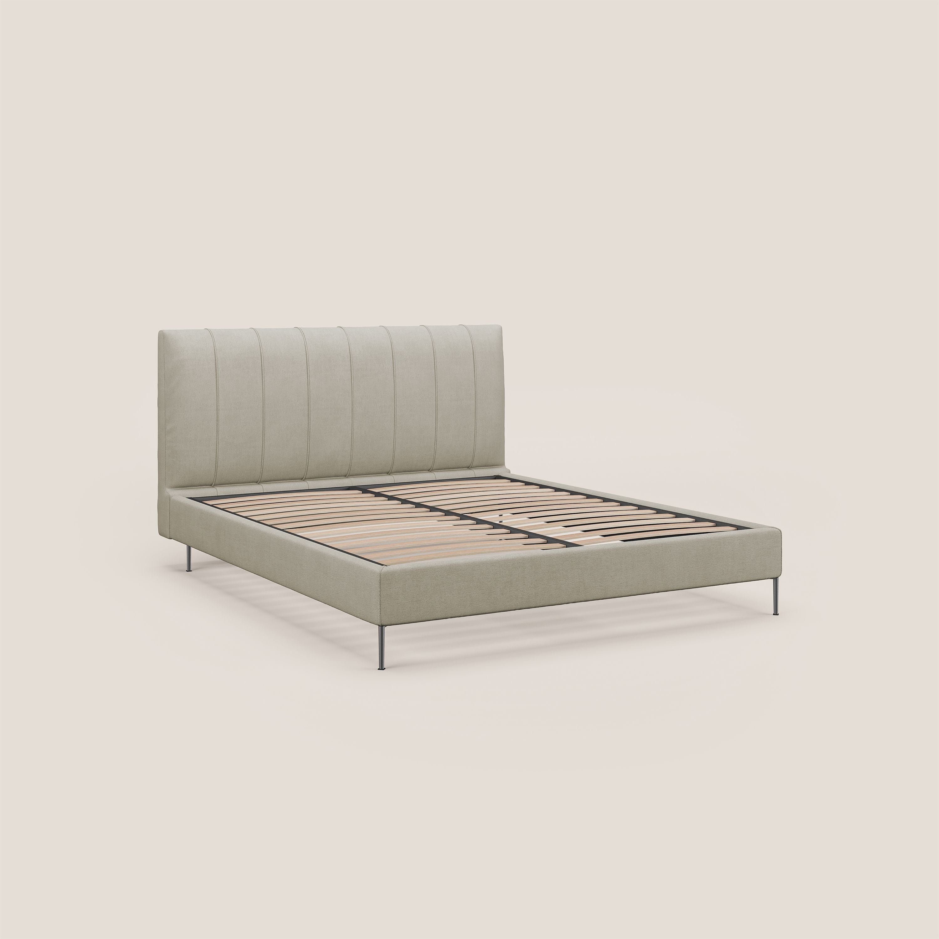 Calliope letto imbottito piedini alti completamente sfoderabile in tessuto smacchiabile T17 panna - divani.store