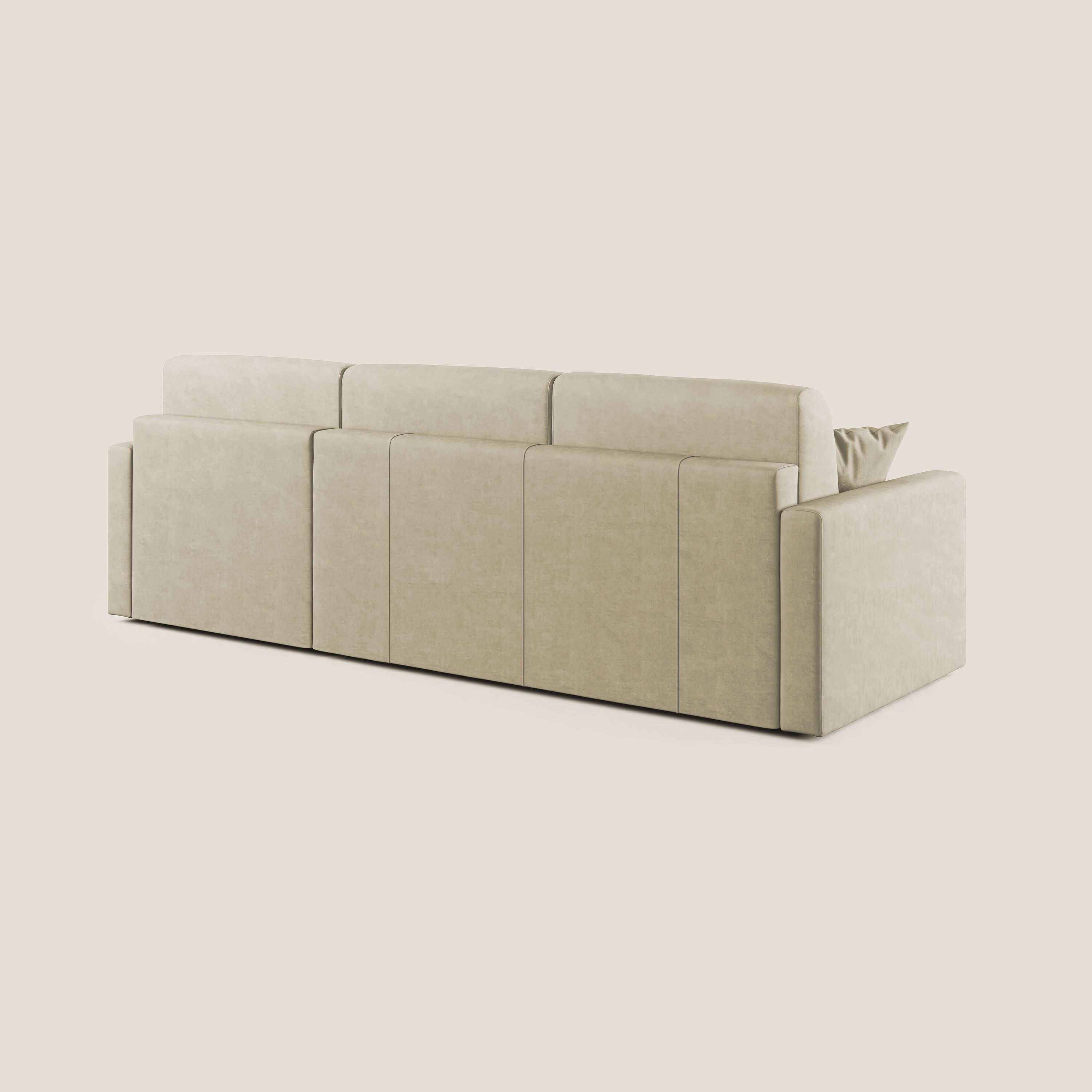 Chris Divano letto angolare con penisola in microfibra smacchiabile T11 panna - divani.store