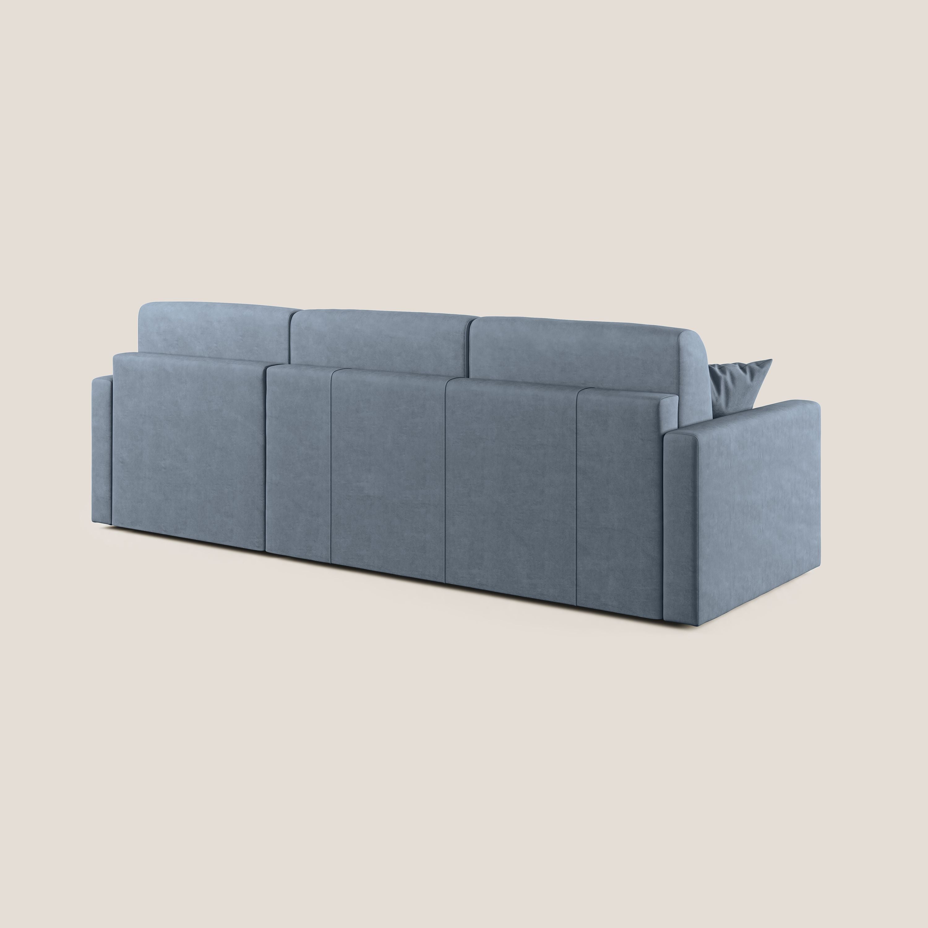 Chris Divano letto angolare con penisola in microfibra smacchiabile T11 carta da zucchero - divani.store