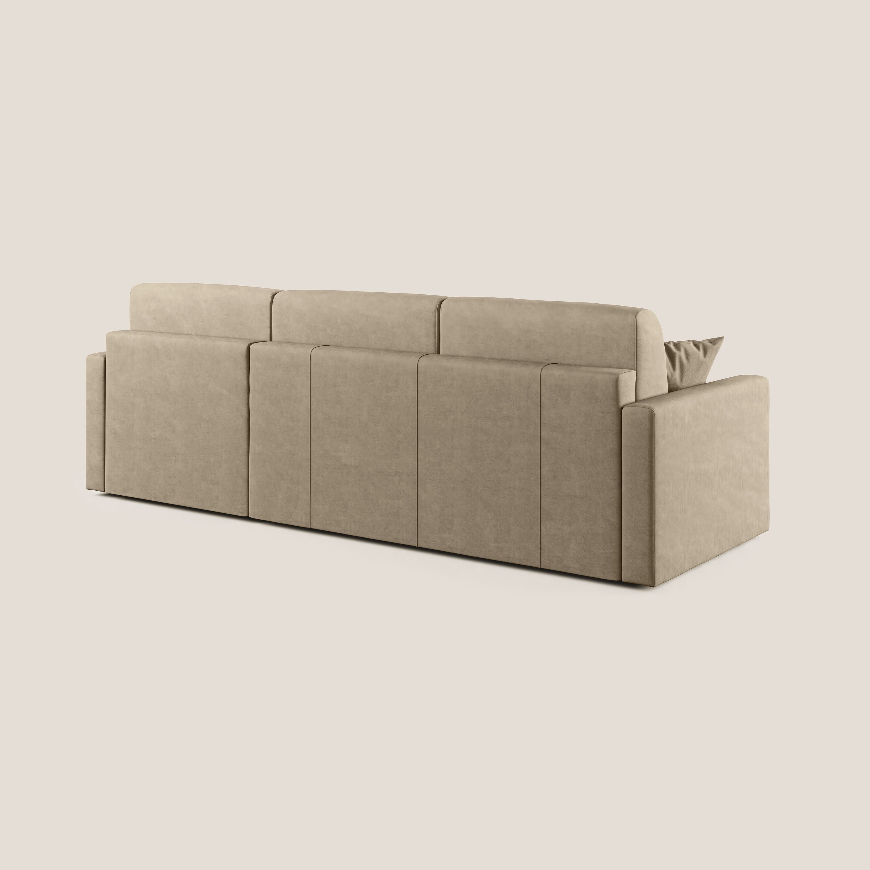 Chris Divano letto angolare con penisola in microfibra smacchiabile T11 tortora - divani.store