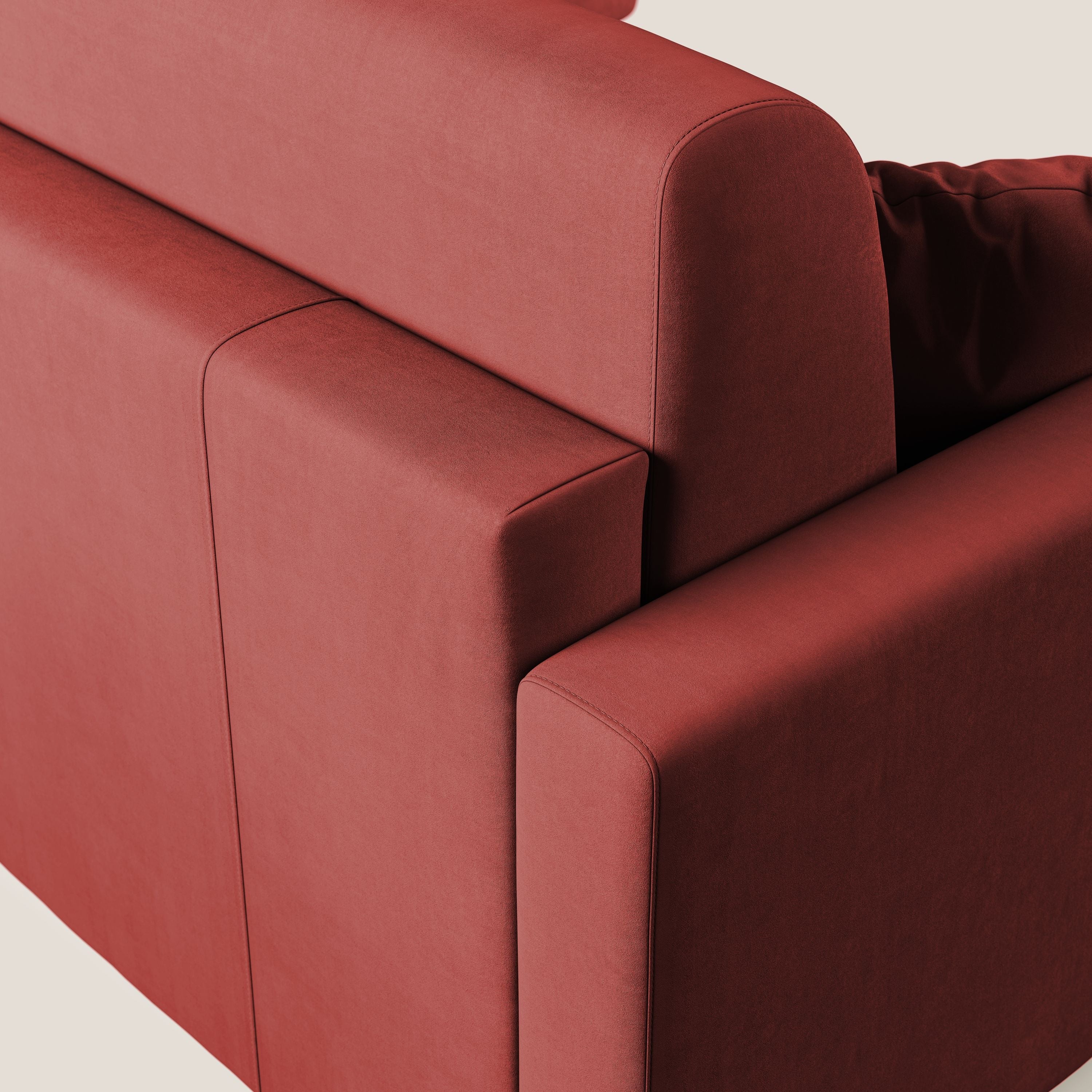 Chris Divano letto angolare con penisola in microfibra smacchiabile T11 rosso - divani.store